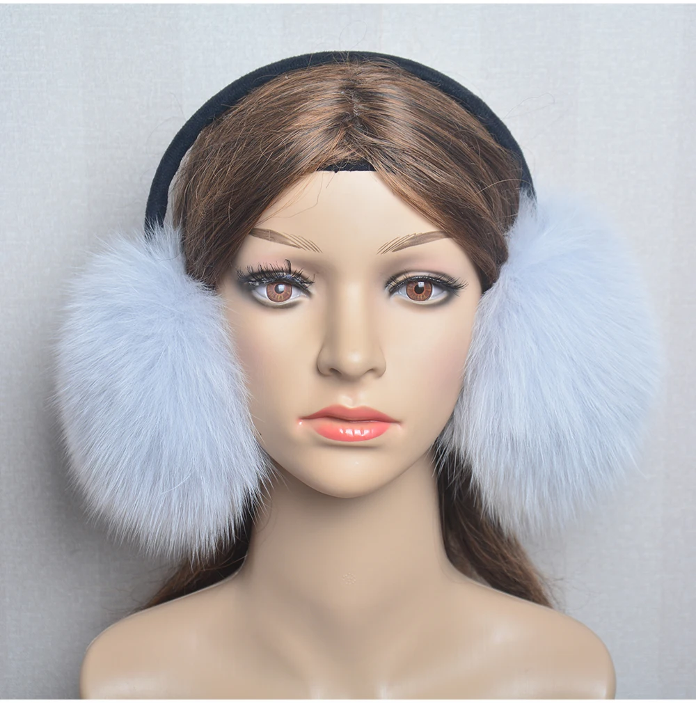 New Luxury Women Winter Warm Real Fox Fur Earmuffs Fashion Lady 100% Natural Fox Fur Ear Muffs Thermal Girl Real Fox Fur Earmuff
