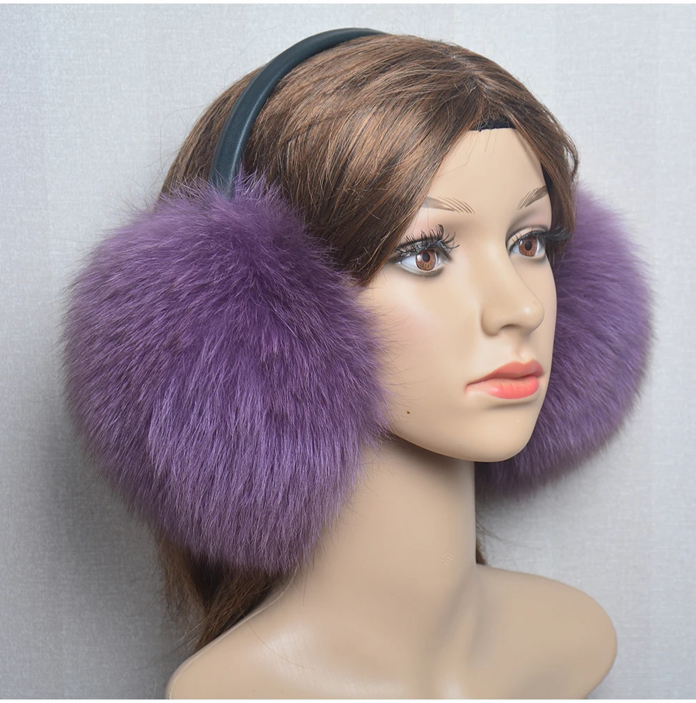 New Luxury Women Winter Warm Real Fox Fur Earmuffs Fashion Lady 100% Natural Fox Fur Ear Muffs Thermal Girl Real Fox Fur Earmuff