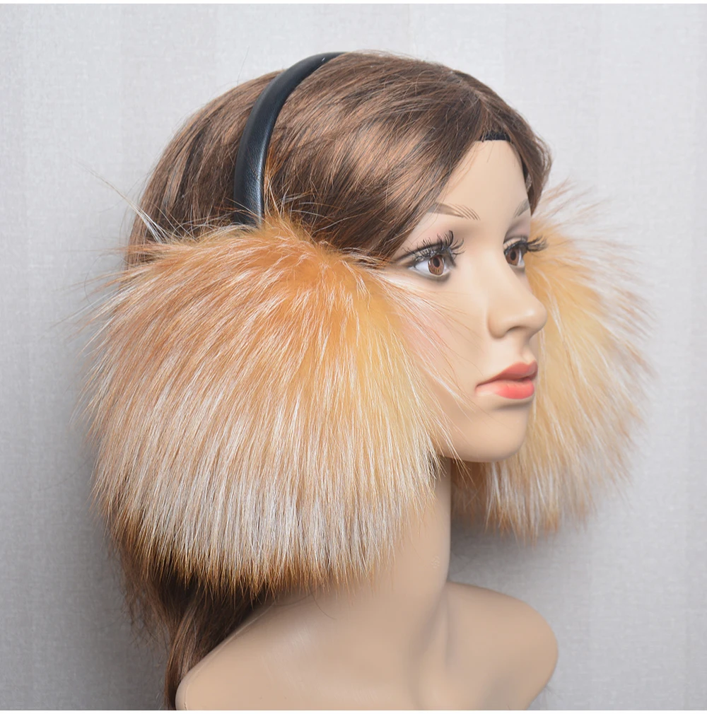 New Luxury Women Winter Warm Real Fox Fur Earmuffs Fashion Lady 100% Natural Fox Fur Ear Muffs Thermal Girl Real Fox Fur Earmuff