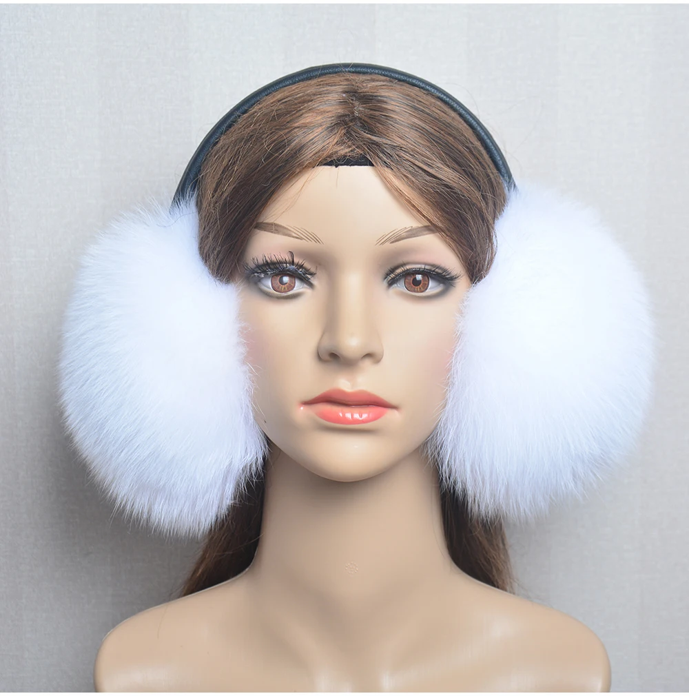 New Luxury Women Winter Warm Real Fox Fur Earmuffs Fashion Lady 100% Natural Fox Fur Ear Muffs Thermal Girl Real Fox Fur Earmuff