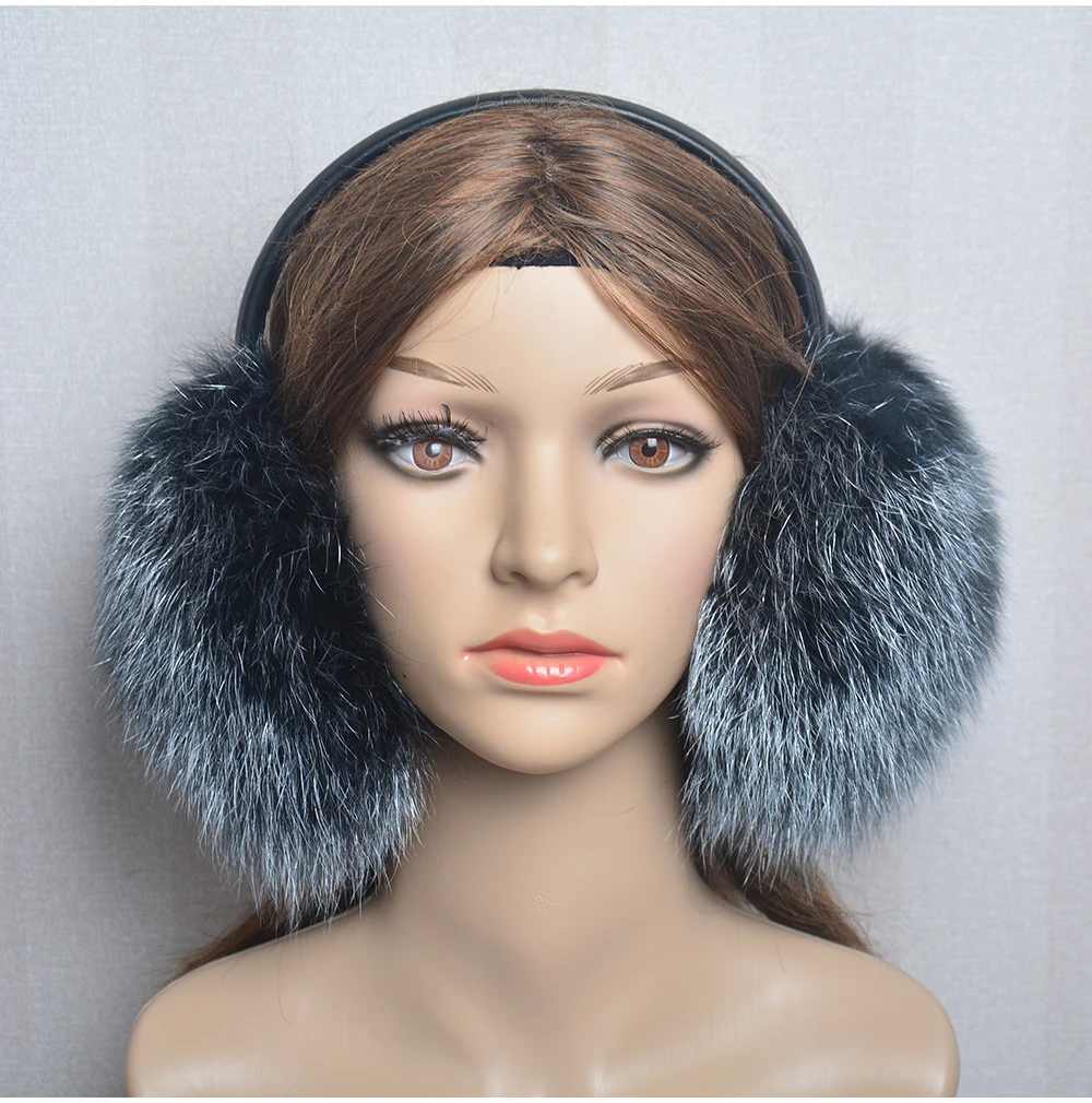 New Luxury Women Winter Warm Real Fox Fur Earmuffs Fashion Lady 100% Natural Fox Fur Ear Muffs Thermal Girl Real Fox Fur Earmuff