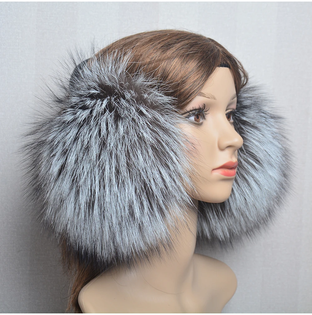 New Luxury Women Winter Warm Real Fox Fur Earmuffs Fashion Lady 100% Natural Fox Fur Ear Muffs Thermal Girl Real Fox Fur Earmuff