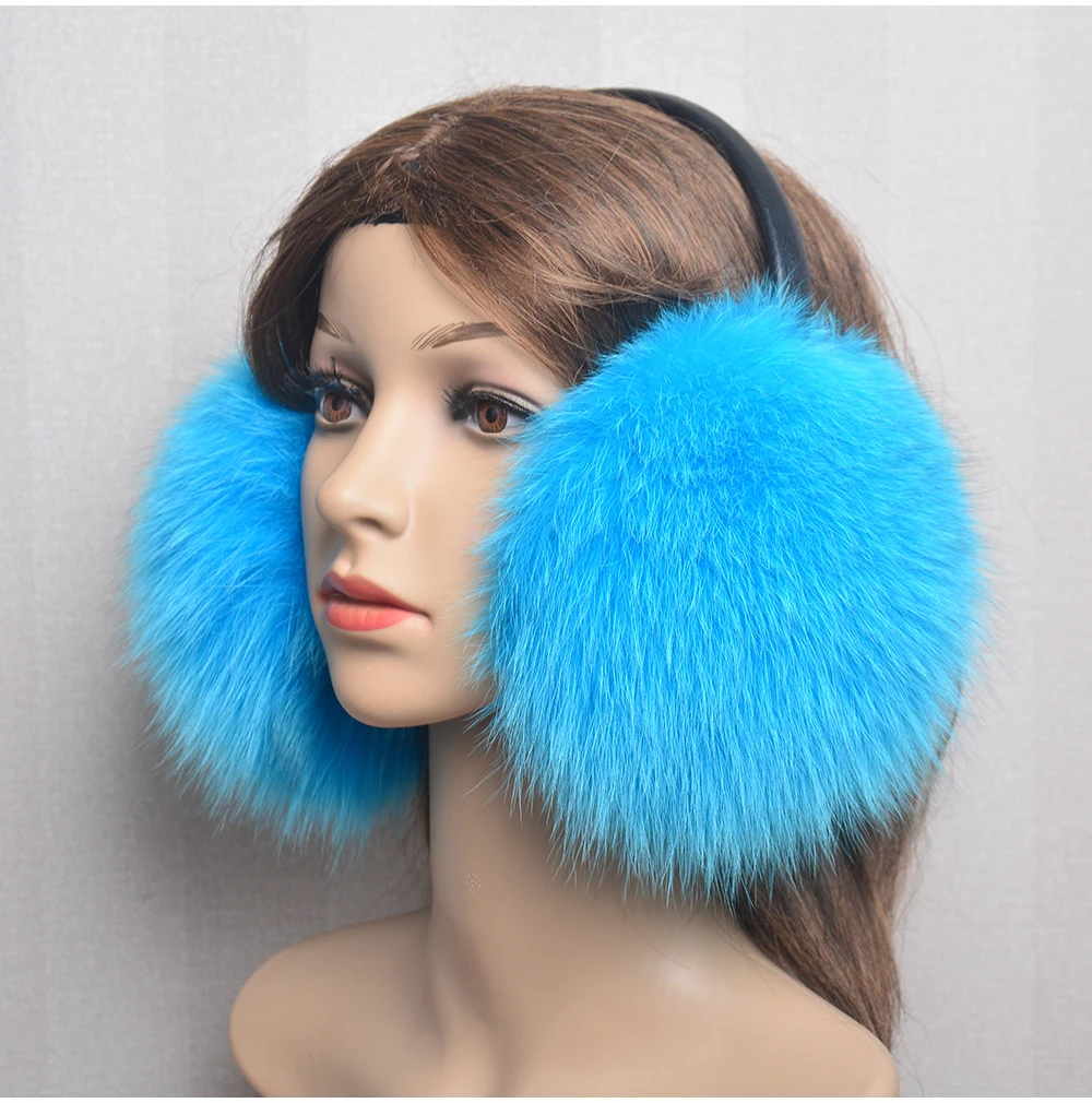 New Luxury Women Winter Warm Real Fox Fur Earmuffs Fashion Lady 100% Natural Fox Fur Ear Muffs Thermal Girl Real Fox Fur Earmuff