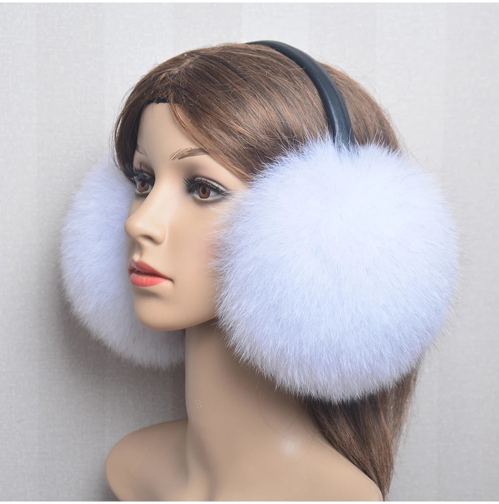New Luxury Women Winter Warm Real Fox Fur Earmuffs Fashion Lady 100% Natural Fox Fur Ear Muffs Thermal Girl Real Fox Fur Earmuff