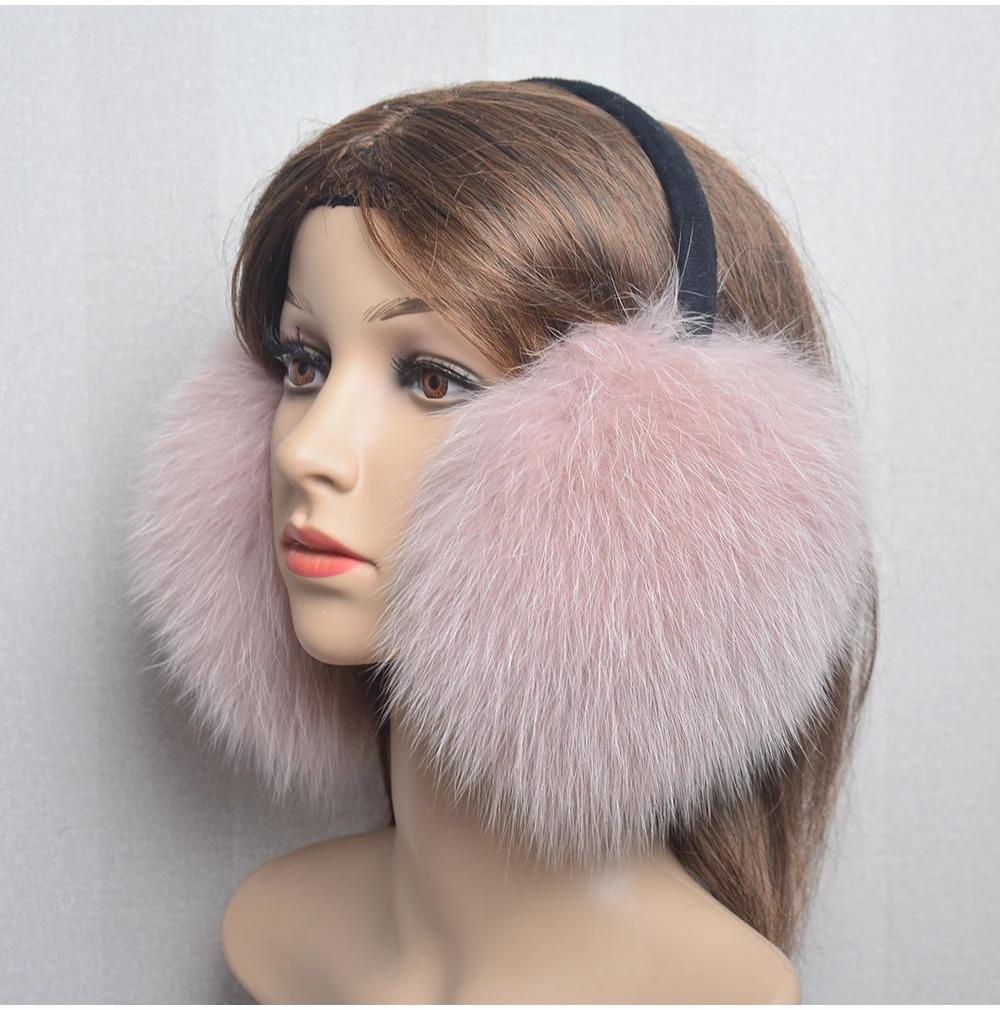New Luxury Women Winter Warm Real Fox Fur Earmuffs Fashion Lady 100% Natural Fox Fur Ear Muffs Thermal Girl Real Fox Fur Earmuff