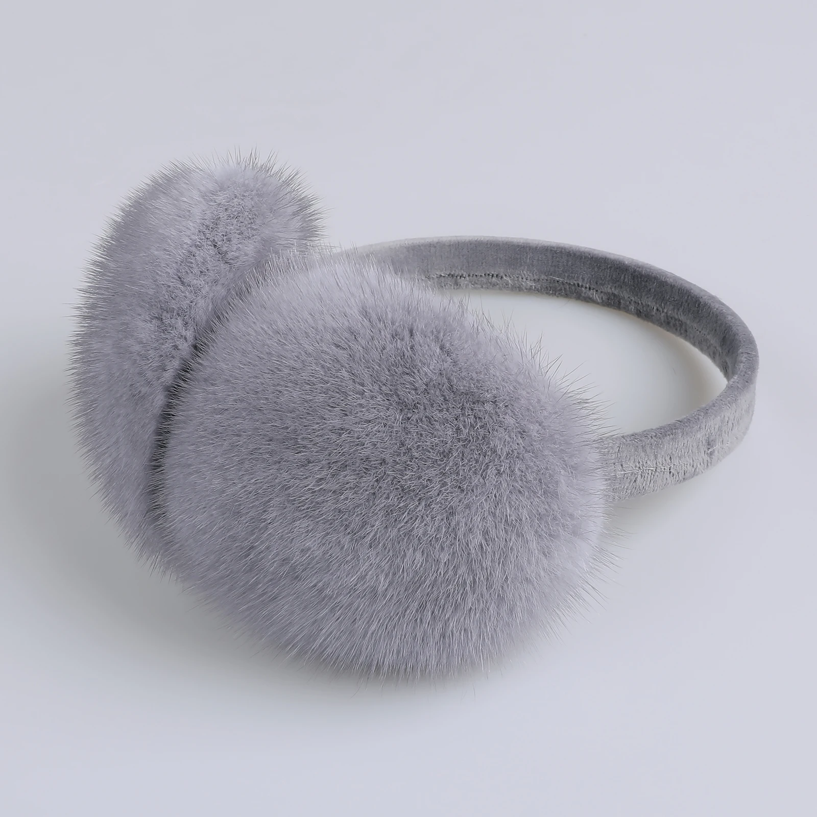 BOONJOVIA Unisex Real Mink Fur Earmuffs With Velvet Band Mens Womens Foldable Ear Warmer-Luxury Winter