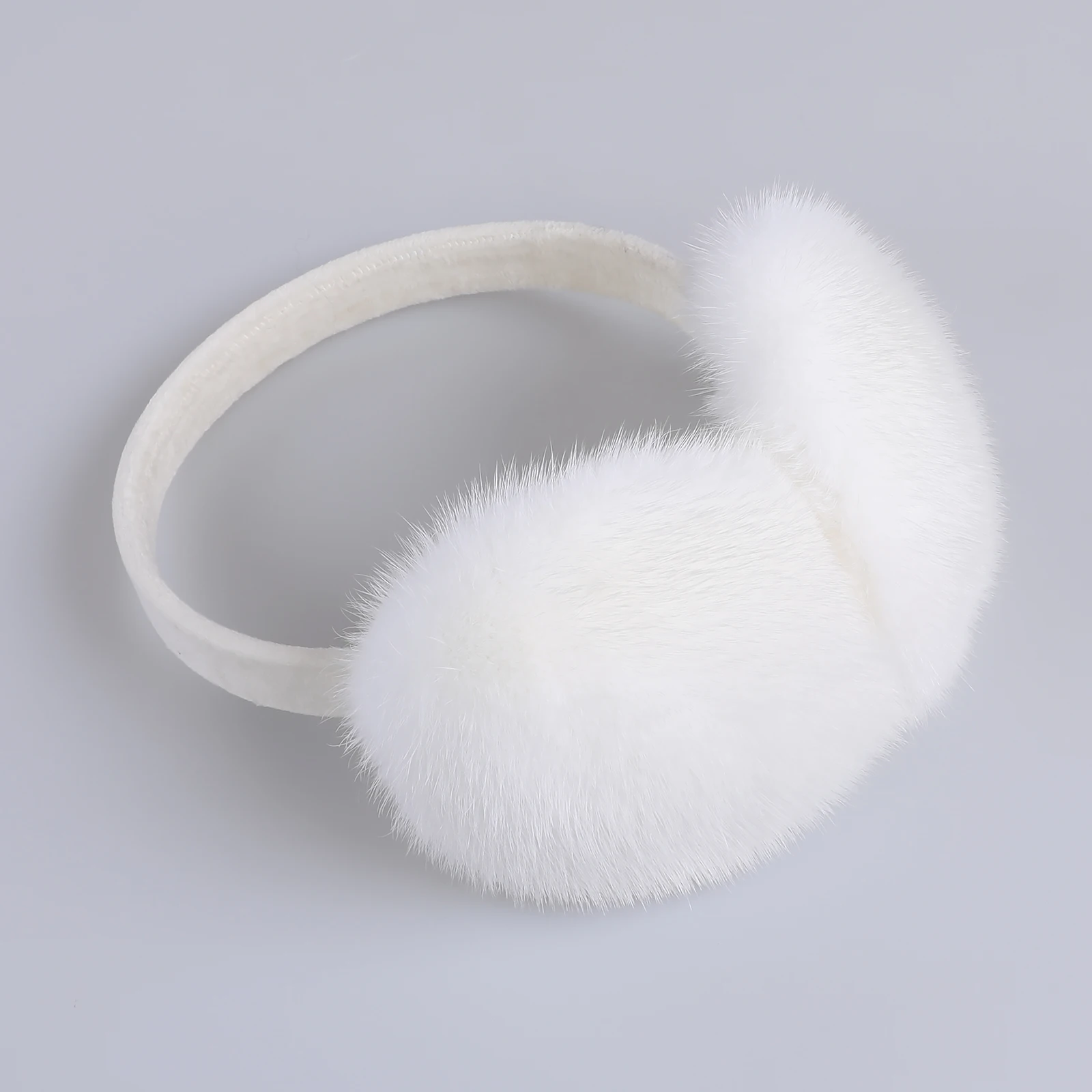 BOONJOVIA Unisex Real Mink Fur Earmuffs With Velvet Band Mens Womens Foldable Ear Warmer-Luxury Winter