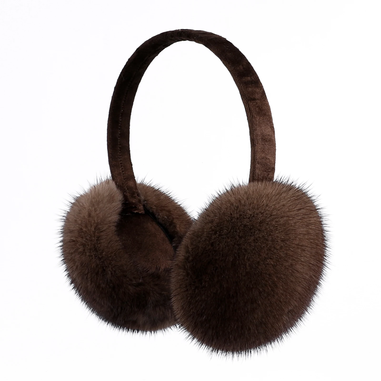 BOONJOVIA Unisex Real Mink Fur Earmuffs With Velvet Band Mens Womens Foldable Ear Warmer-Luxury Winter