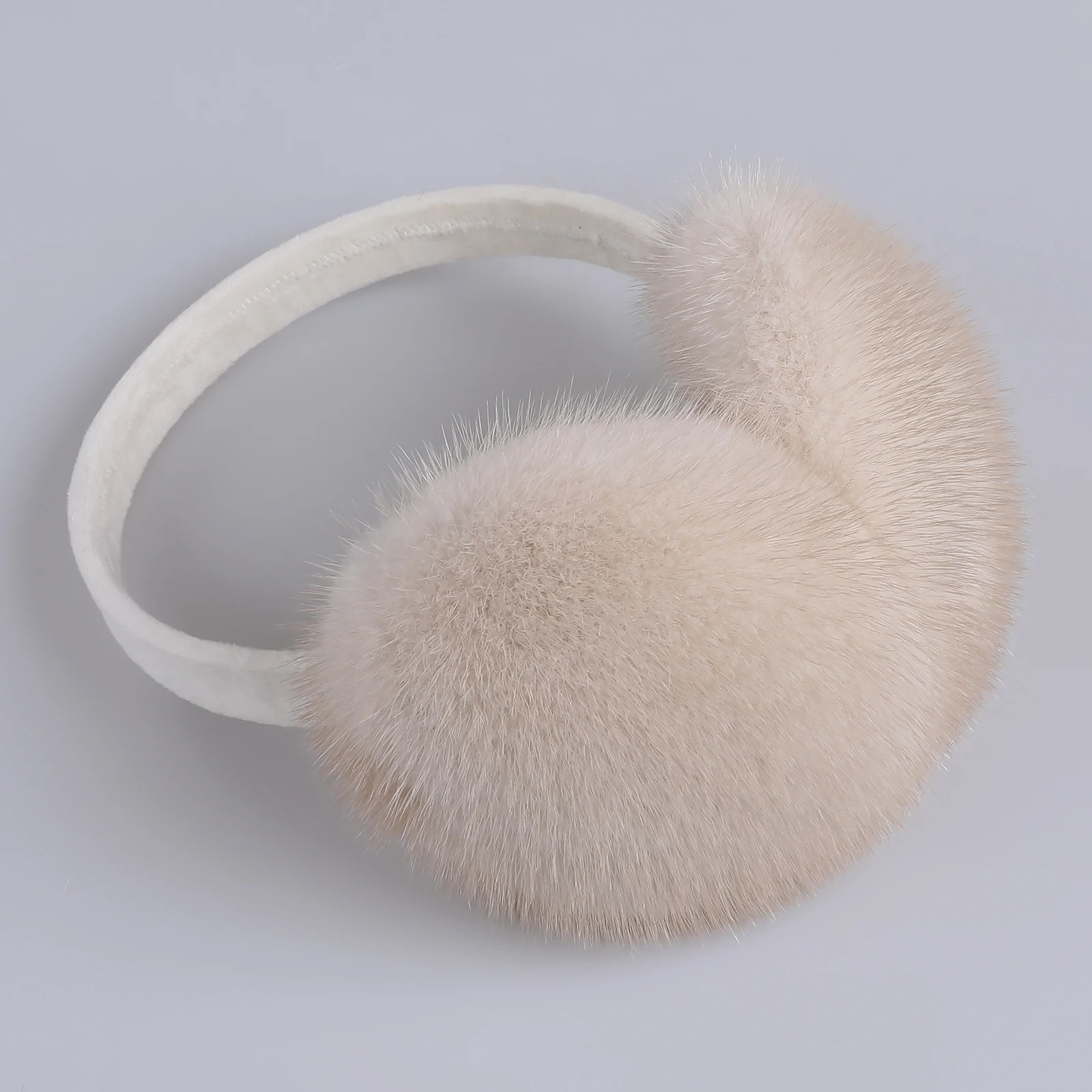 BOONJOVIA Unisex Real Mink Fur Earmuffs With Velvet Band Mens Womens Foldable Ear Warmer-Luxury Winter