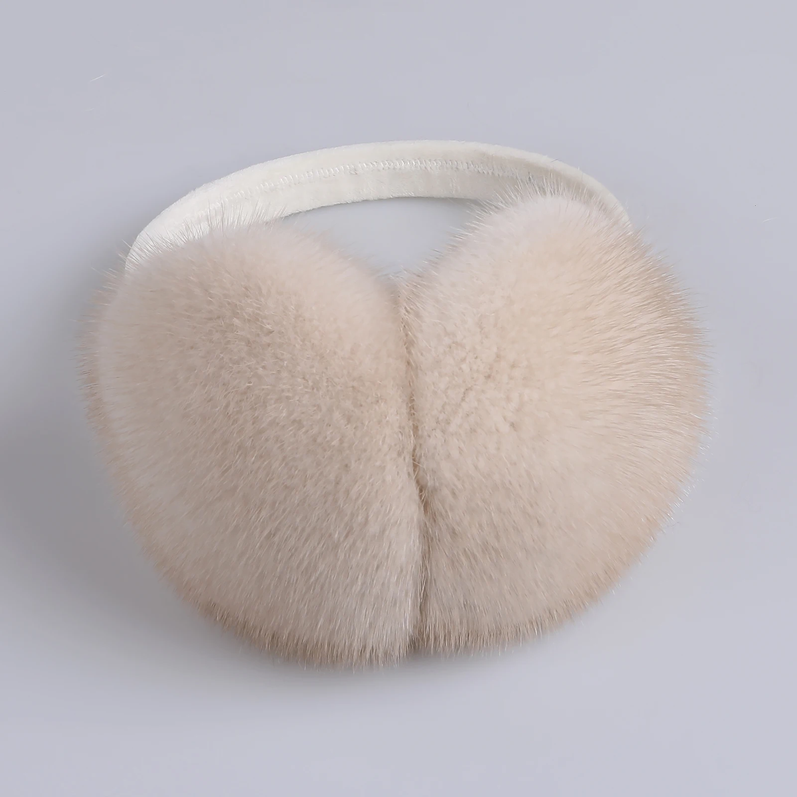 BOONJOVIA Unisex Real Mink Fur Earmuffs With Velvet Band Mens Womens Foldable Ear Warmer-Luxury Winter