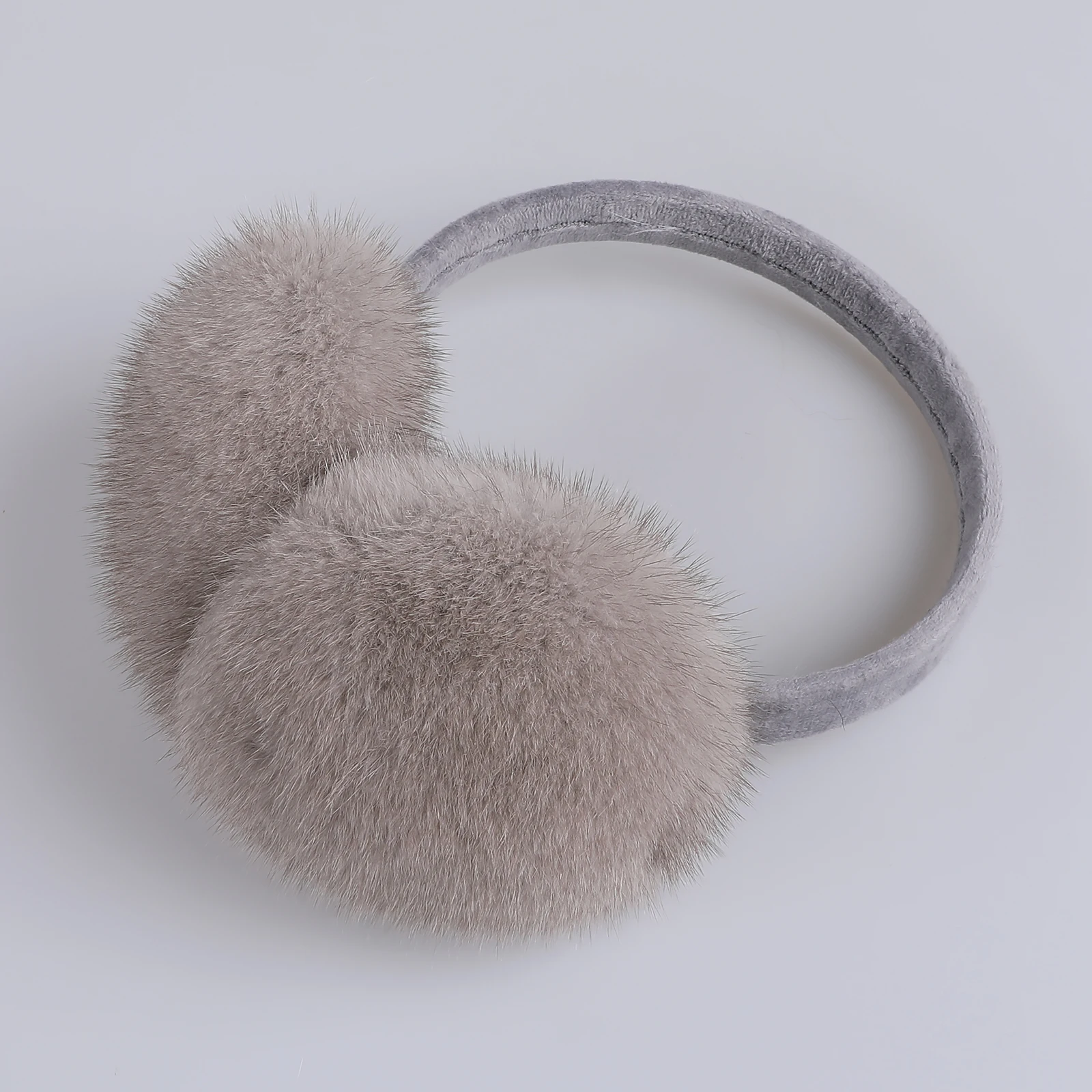 BOONJOVIA Unisex Real Mink Fur Earmuffs With Velvet Band Mens Womens Foldable Ear Warmer-Luxury Winter