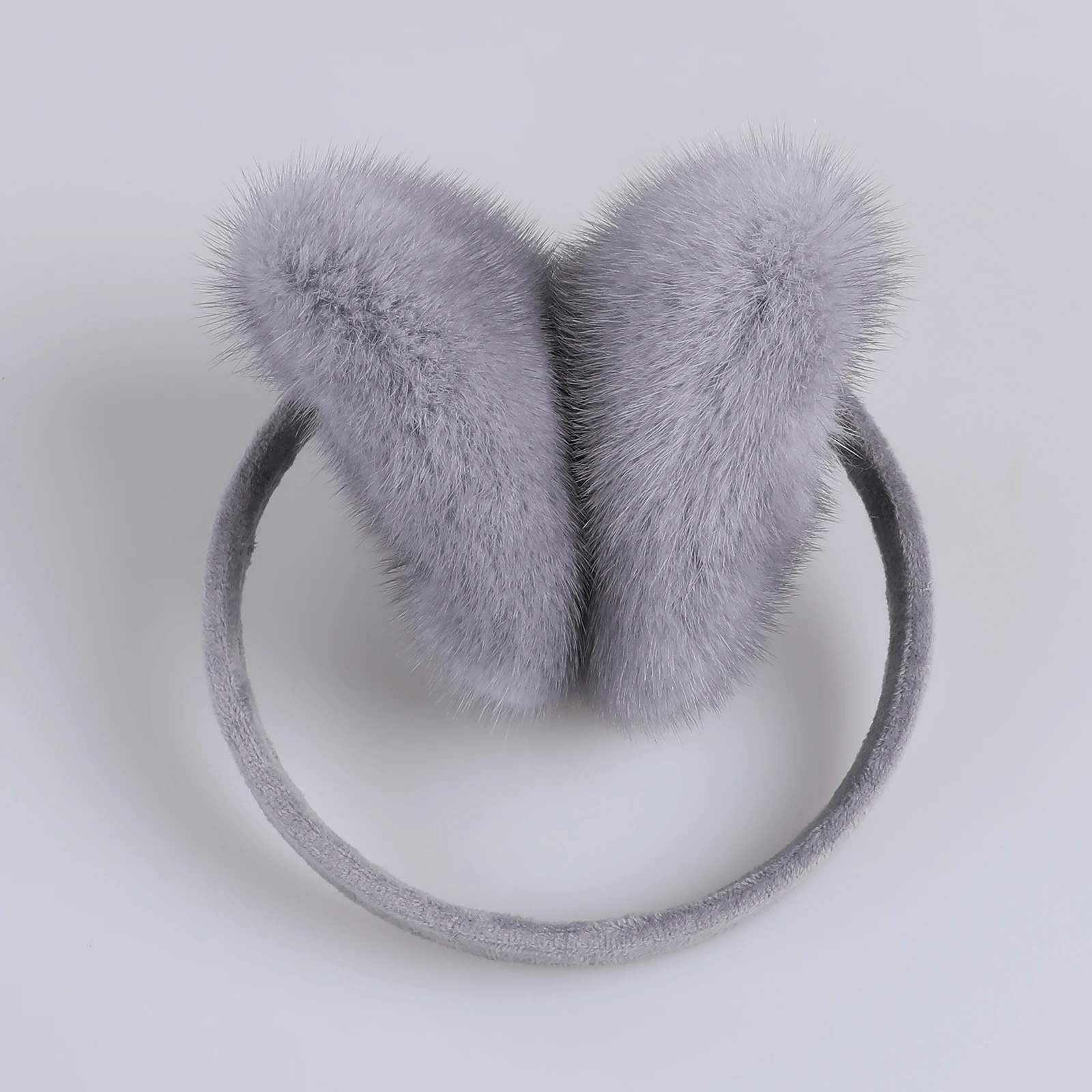 BOONJOVIA Unisex Real Mink Fur Earmuffs With Velvet Band Mens Womens Foldable Ear Warmer-Luxury Winter