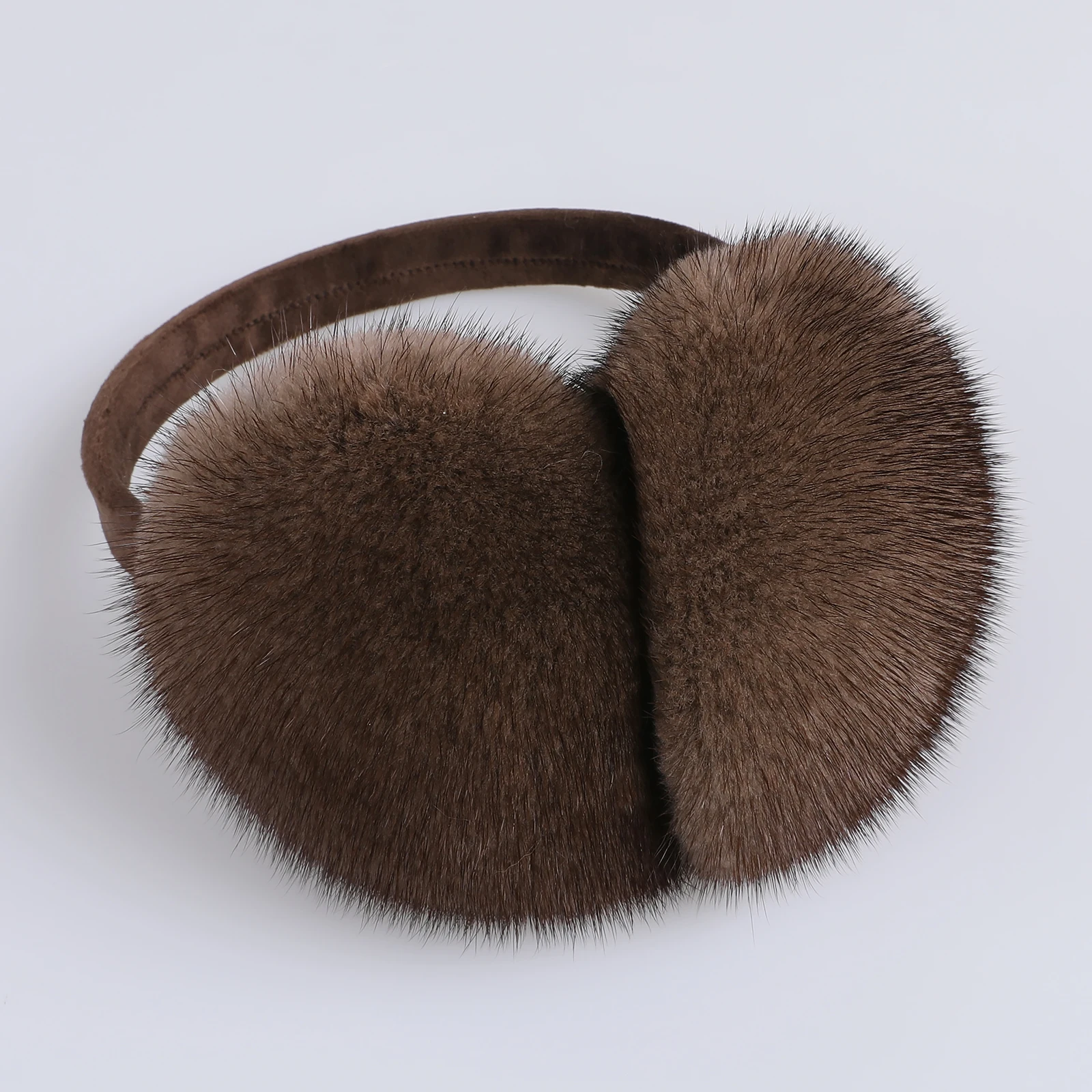 BOONJOVIA Unisex Real Mink Fur Earmuffs With Velvet Band Mens Womens Foldable Ear Warmer-Luxury Winter