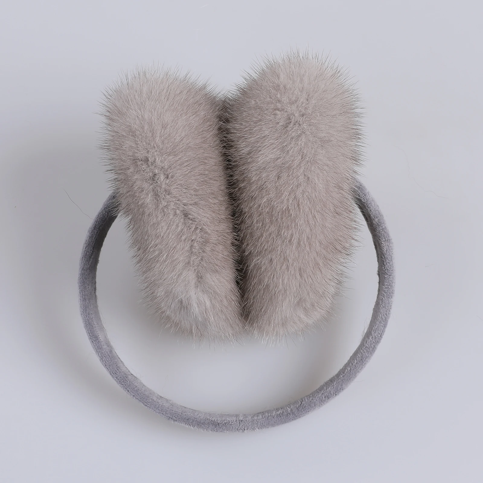 BOONJOVIA Unisex Real Mink Fur Earmuffs With Velvet Band Mens Womens Foldable Ear Warmer-Luxury Winter
