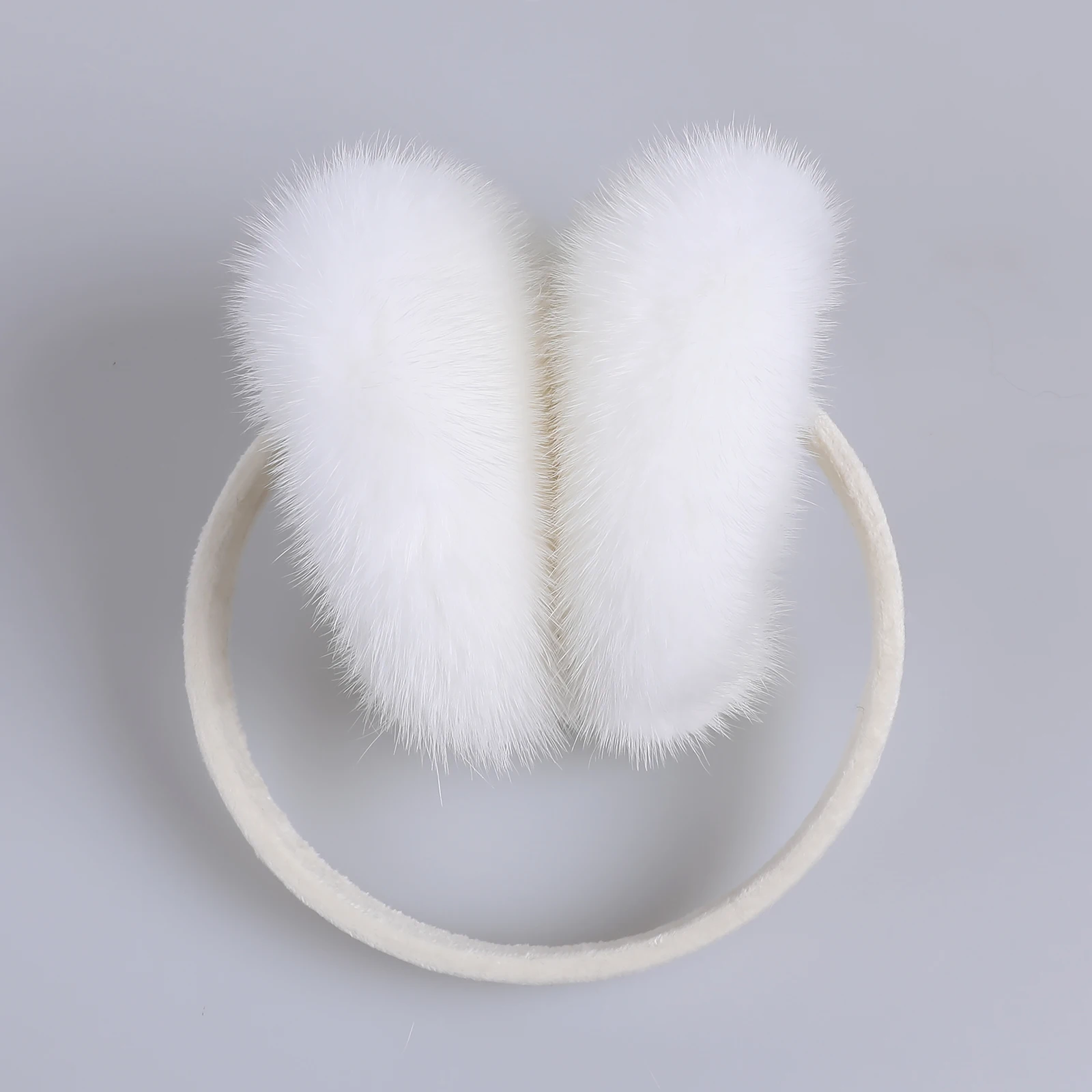 BOONJOVIA Unisex Real Mink Fur Earmuffs With Velvet Band Mens Womens Foldable Ear Warmer-Luxury Winter