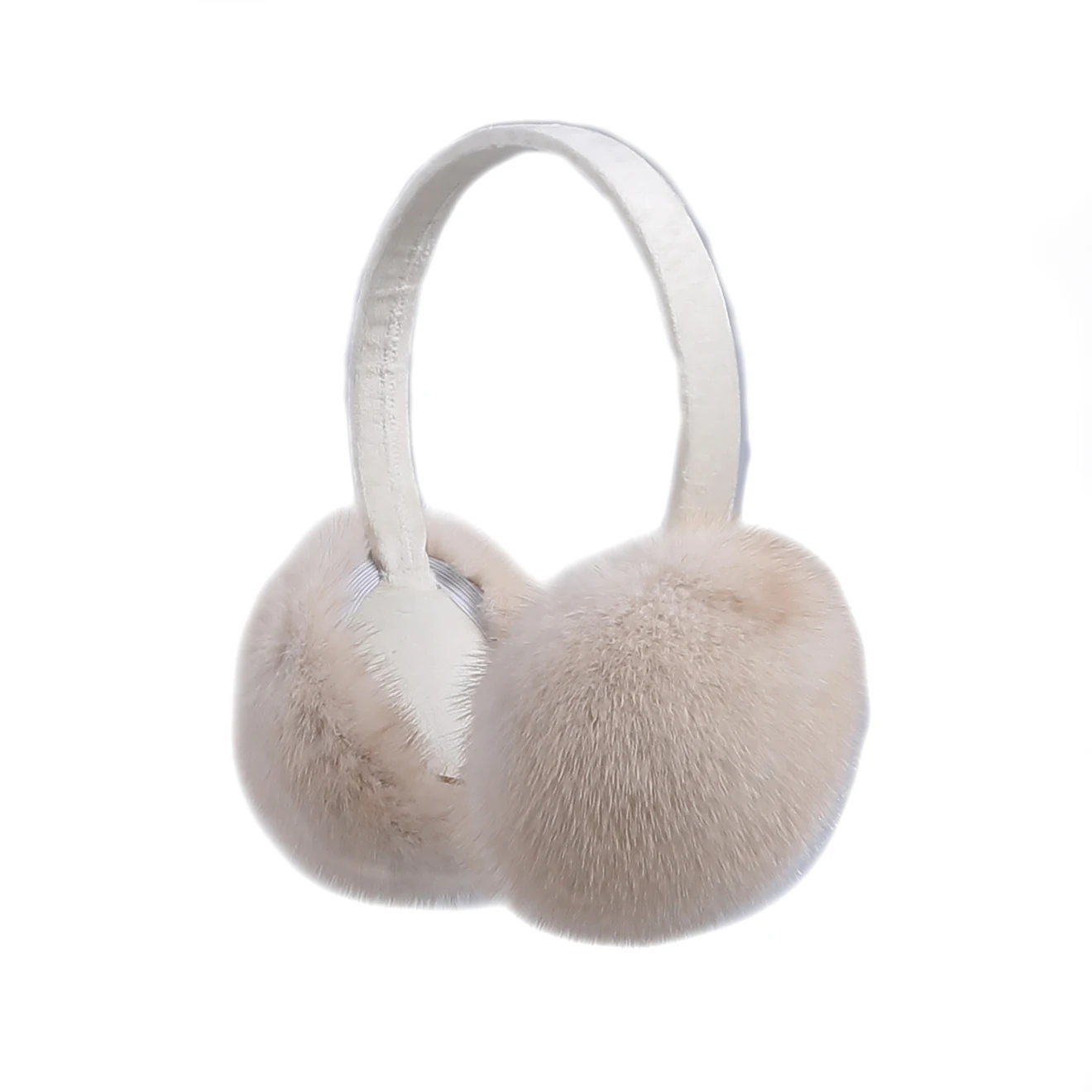 BOONJOVIA Unisex Real Mink Fur Earmuffs With Velvet Band Mens Womens Foldable Ear Warmer-Luxury Winter