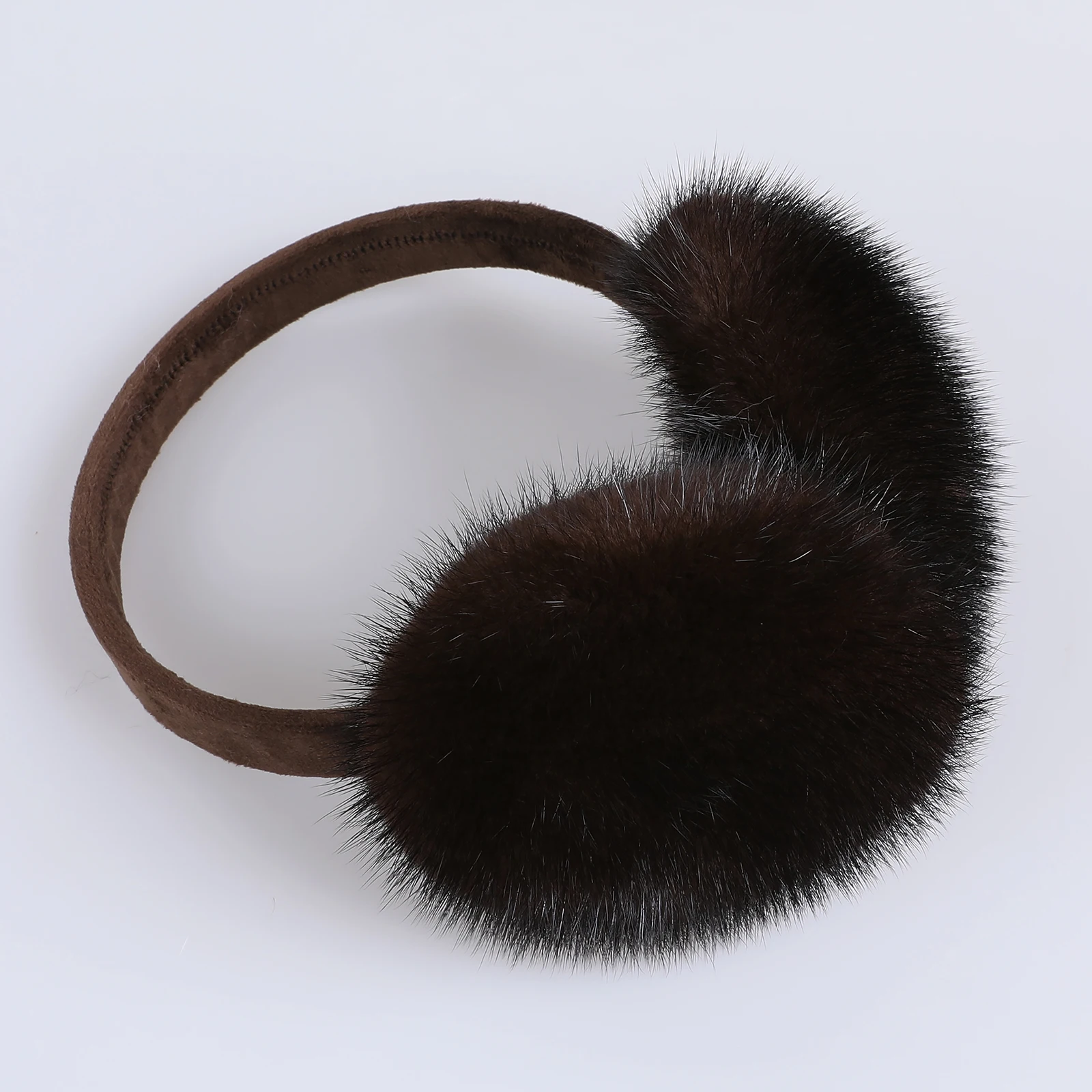 BOONJOVIA Unisex Real Mink Fur Earmuffs With Velvet Band Mens Womens Foldable Ear Warmer-Luxury Winter