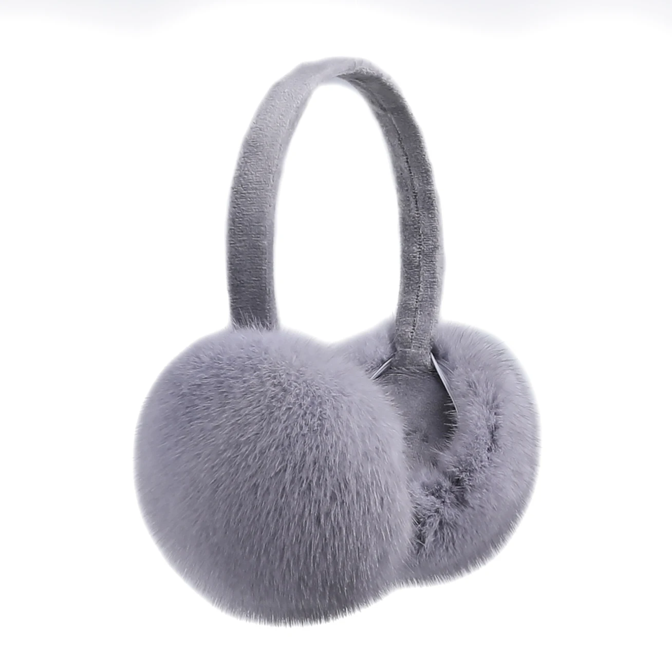 BOONJOVIA Unisex Real Mink Fur Earmuffs With Velvet Band Mens Womens Foldable Ear Warmer-Luxury Winter
