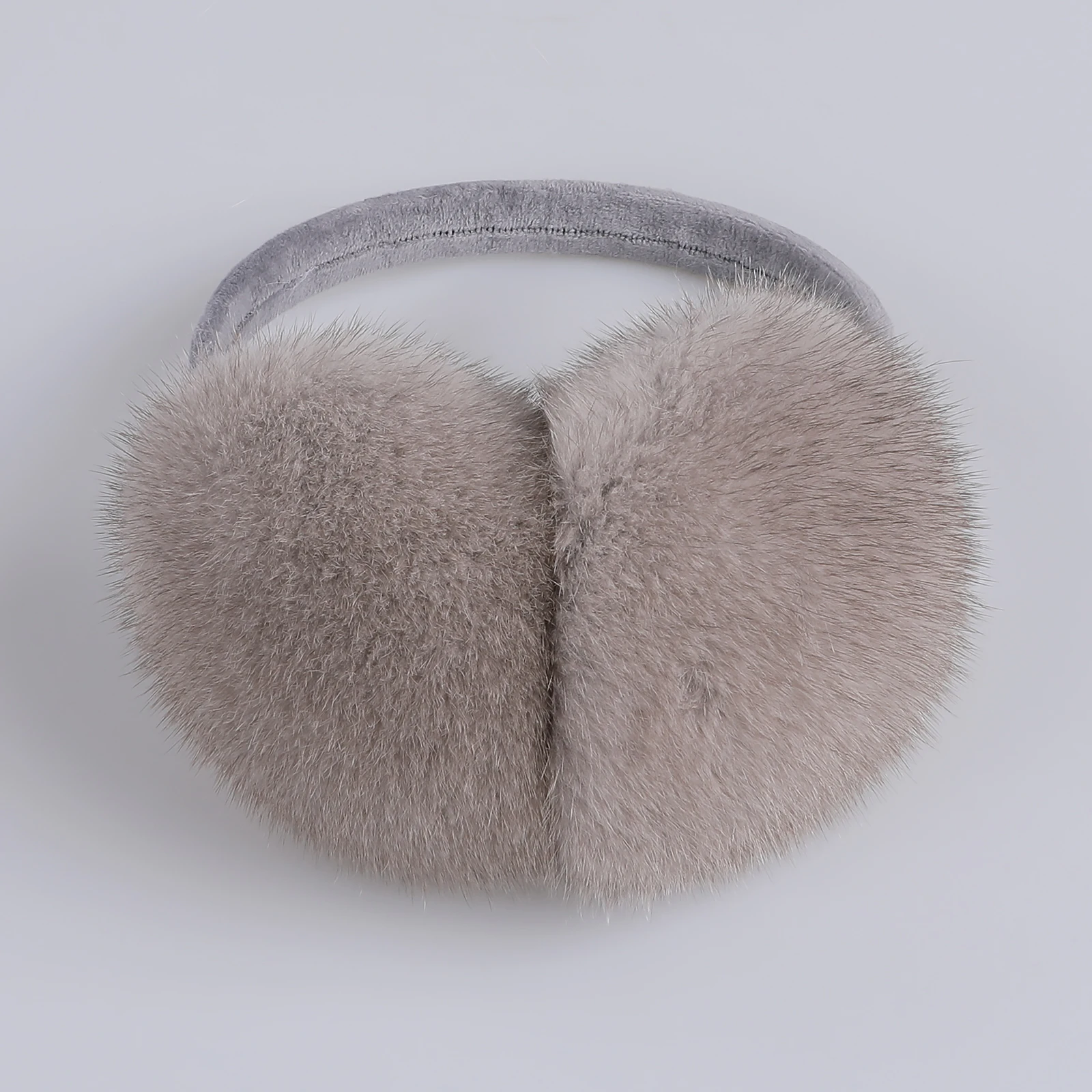 BOONJOVIA Unisex Real Mink Fur Earmuffs With Velvet Band Mens Womens Foldable Ear Warmer-Luxury Winter