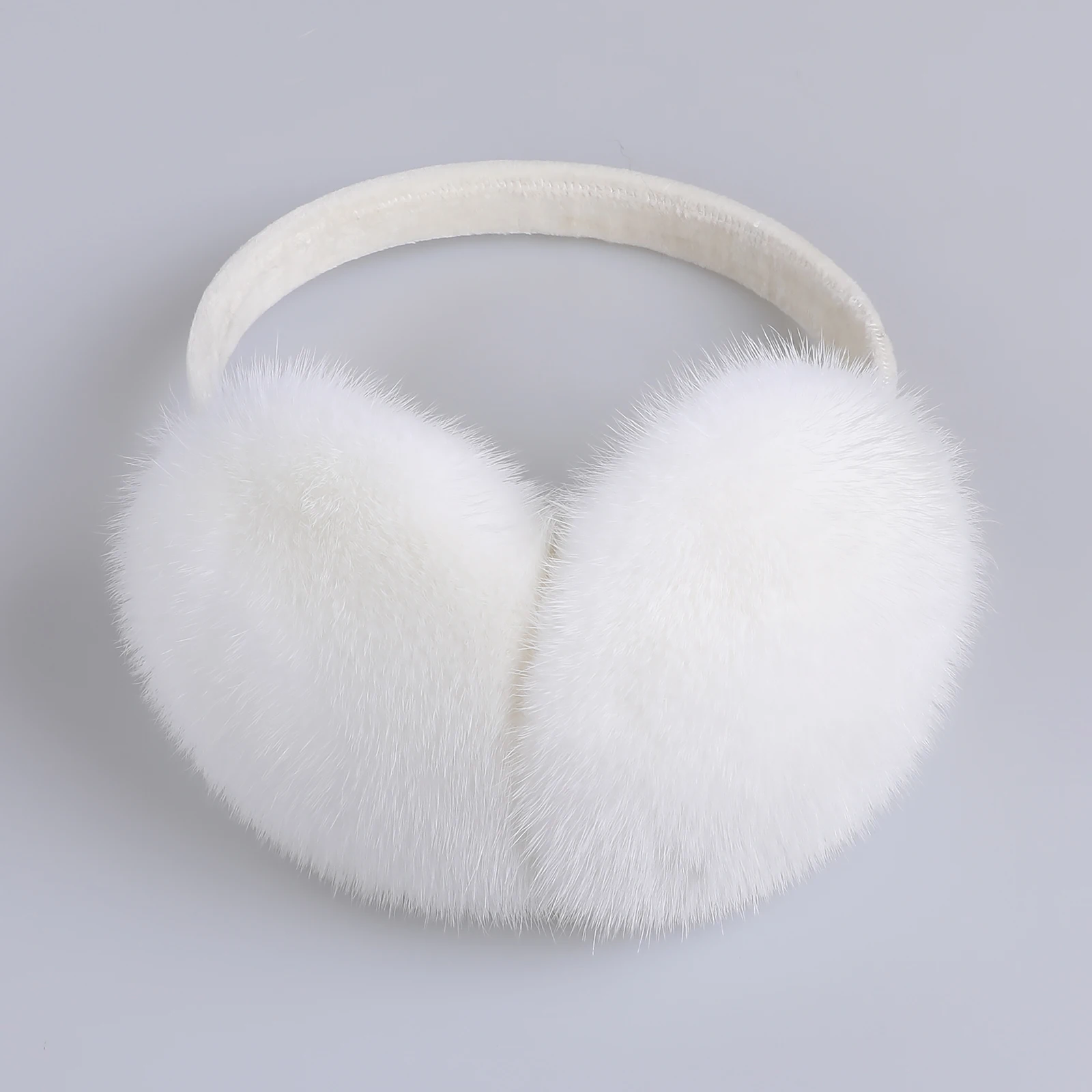 BOONJOVIA Unisex Real Mink Fur Earmuffs With Velvet Band Mens Womens Foldable Ear Warmer-Luxury Winter
