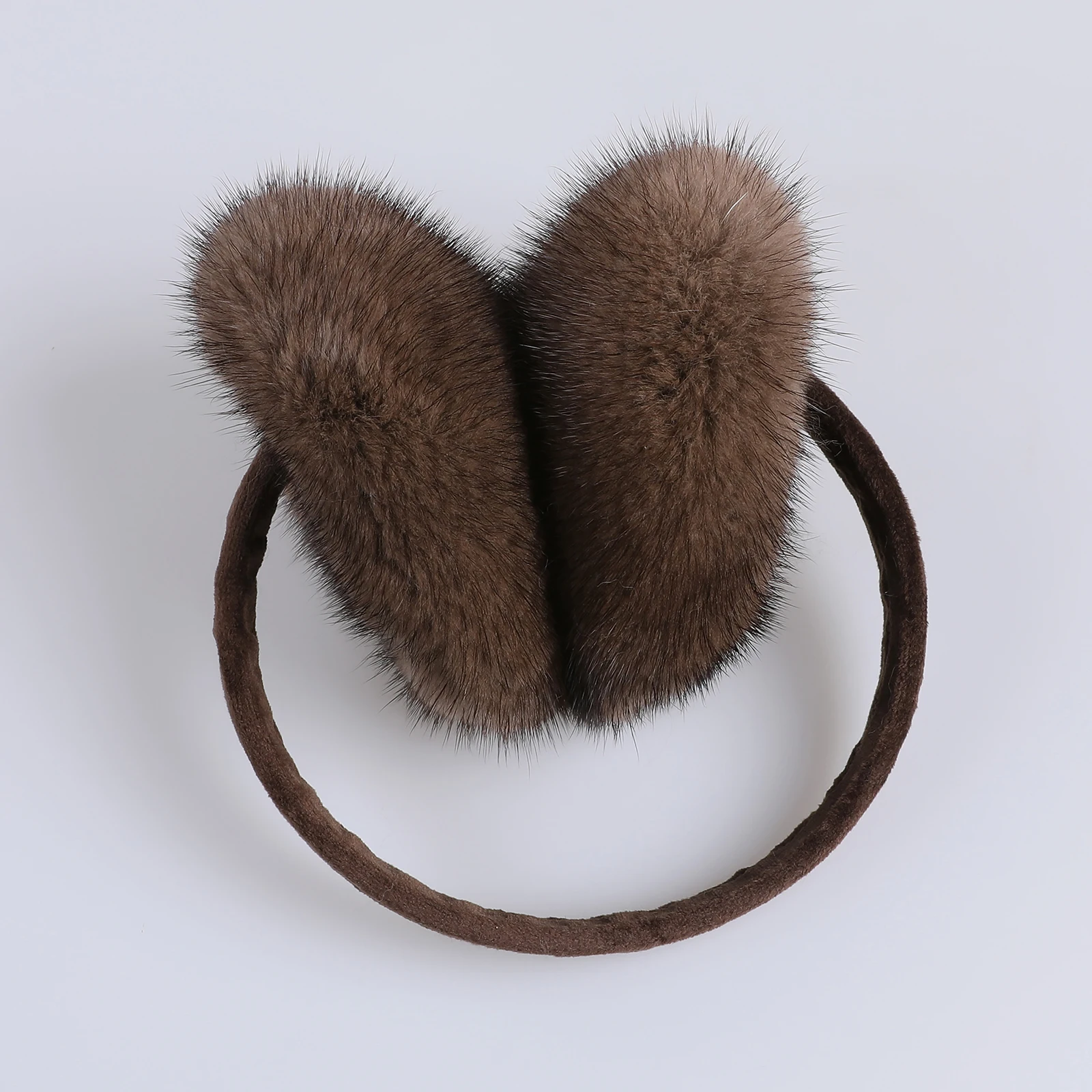 BOONJOVIA Unisex Real Mink Fur Earmuffs With Velvet Band Mens Womens Foldable Ear Warmer-Luxury Winter