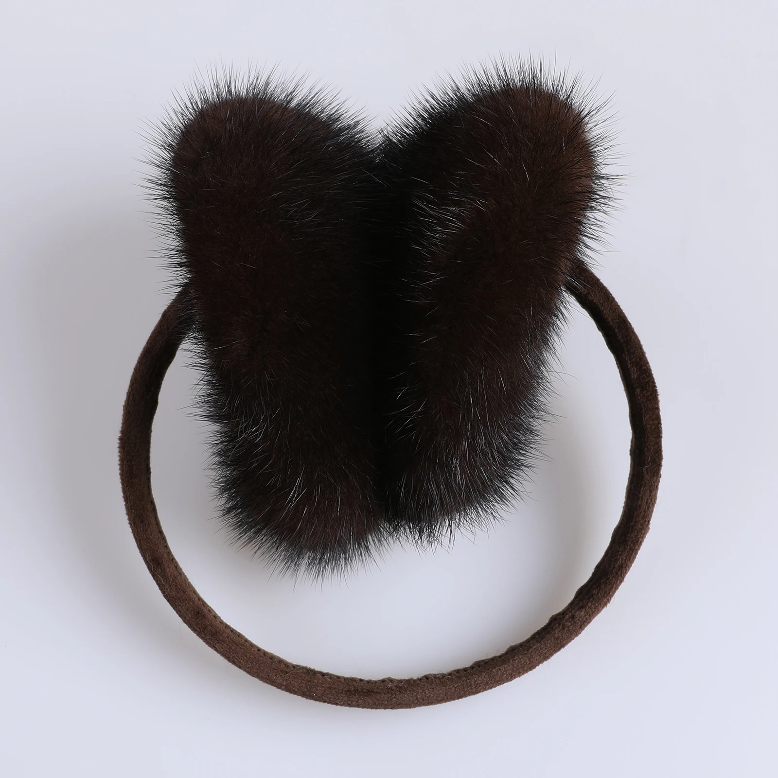 BOONJOVIA Unisex Real Mink Fur Earmuffs With Velvet Band Mens Womens Foldable Ear Warmer-Luxury Winter