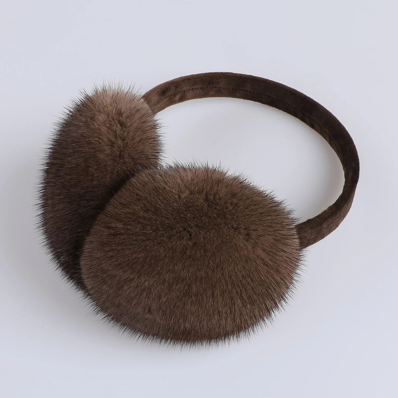 BOONJOVIA Unisex Real Mink Fur Earmuffs With Velvet Band Mens Womens Foldable Ear Warmer-Luxury Winter