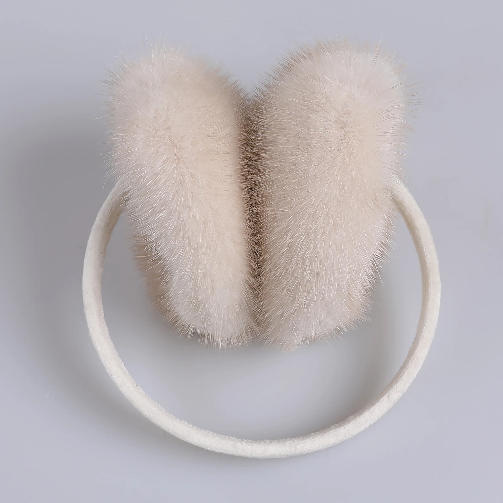 BOONJOVIA Unisex Real Mink Fur Earmuffs With Velvet Band Mens Womens Foldable Ear Warmer-Luxury Winter