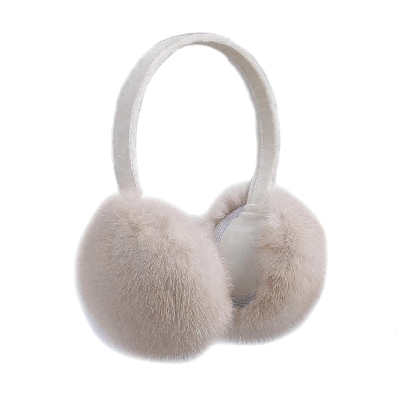 BOONJOVIA Unisex Real Mink Fur Earmuffs With Velvet Band Mens Womens Foldable Ear Warmer-Luxury Winter