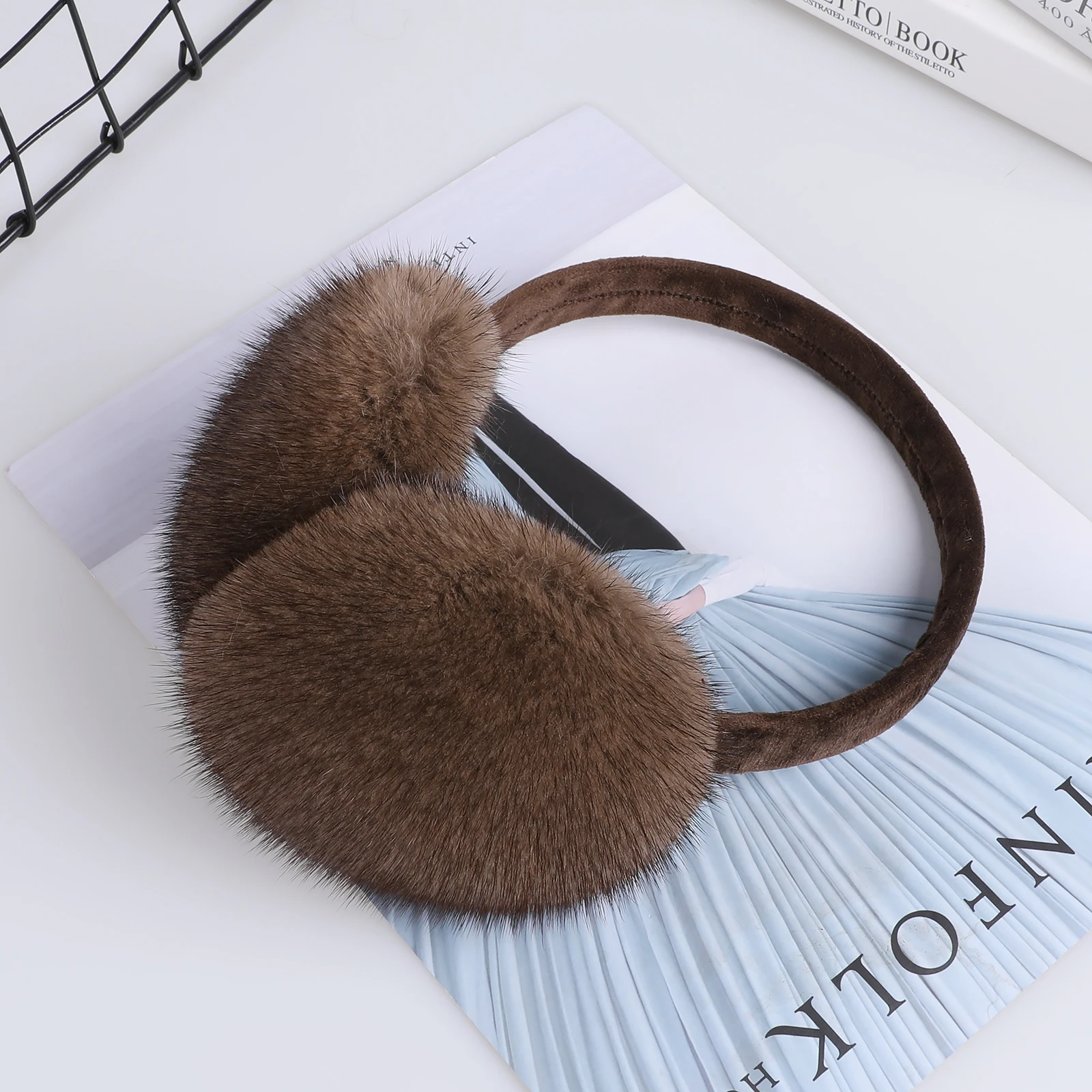 Luxury Winter Fashion Unisex Genuine Mink Fur Earmuffs With Velvet Band Mens Womens Foldable Ear Warmer Real Fur Ear Muff