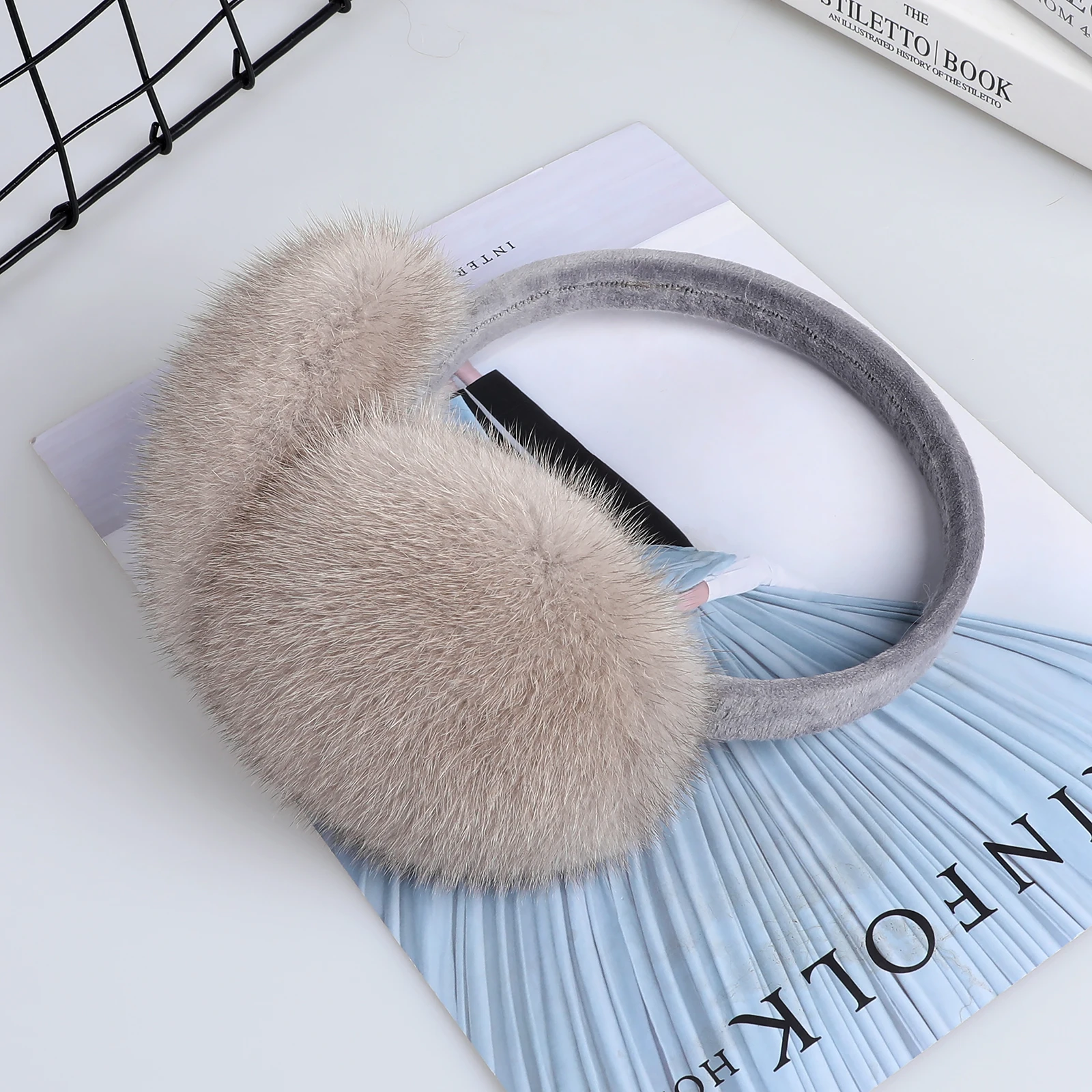 Luxury Winter Fashion Unisex Genuine Mink Fur Earmuffs With Velvet Band Mens Womens Foldable Ear Warmer Real Fur Ear Muff