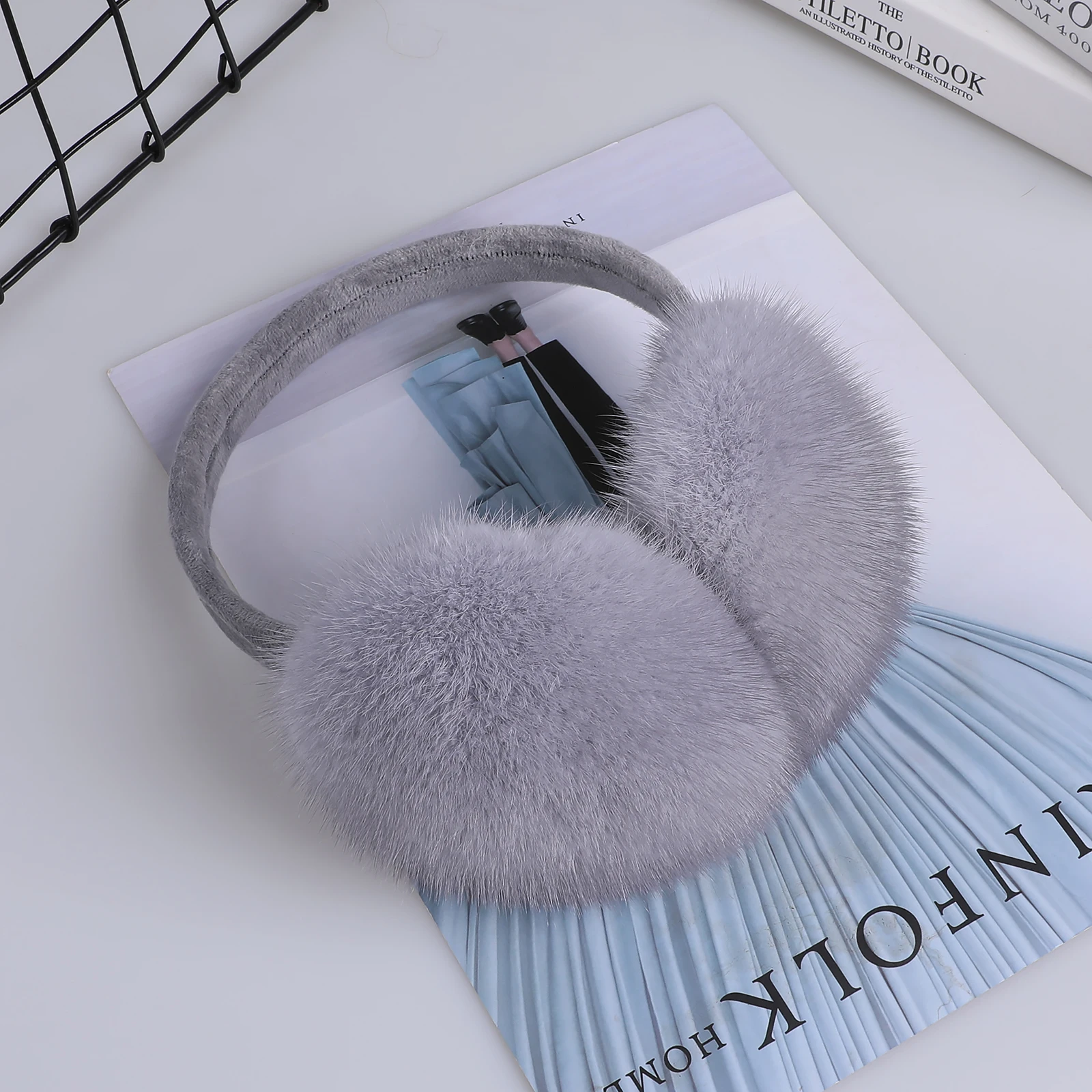 Luxury Winter Fashion Unisex Genuine Mink Fur Earmuffs With Velvet Band Mens Womens Foldable Ear Warmer Real Fur Ear Muff