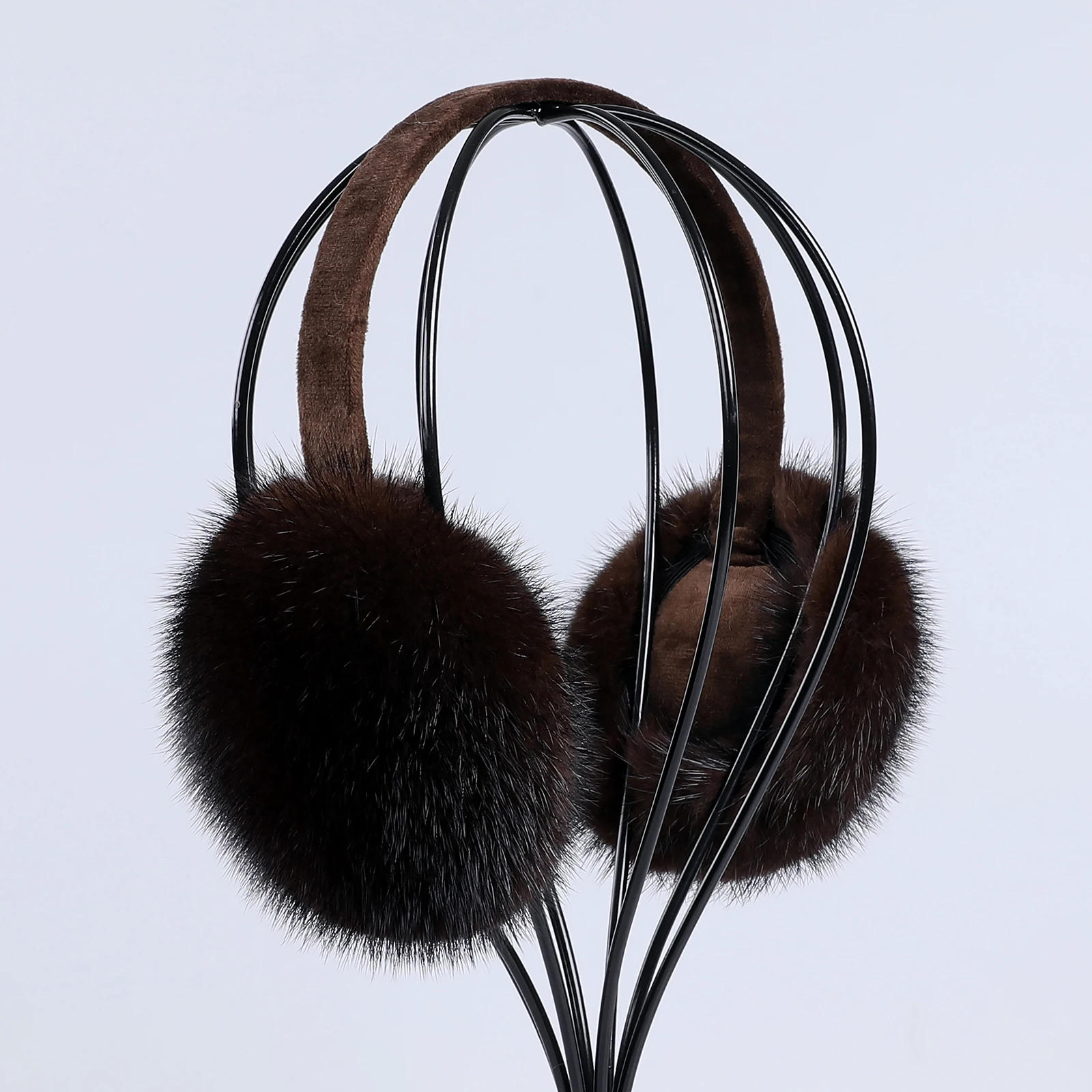 Luxury Winter Fashion Unisex Genuine Mink Fur Earmuffs With Velvet Band Mens Womens Foldable Ear Warmer Real Fur Ear Muff