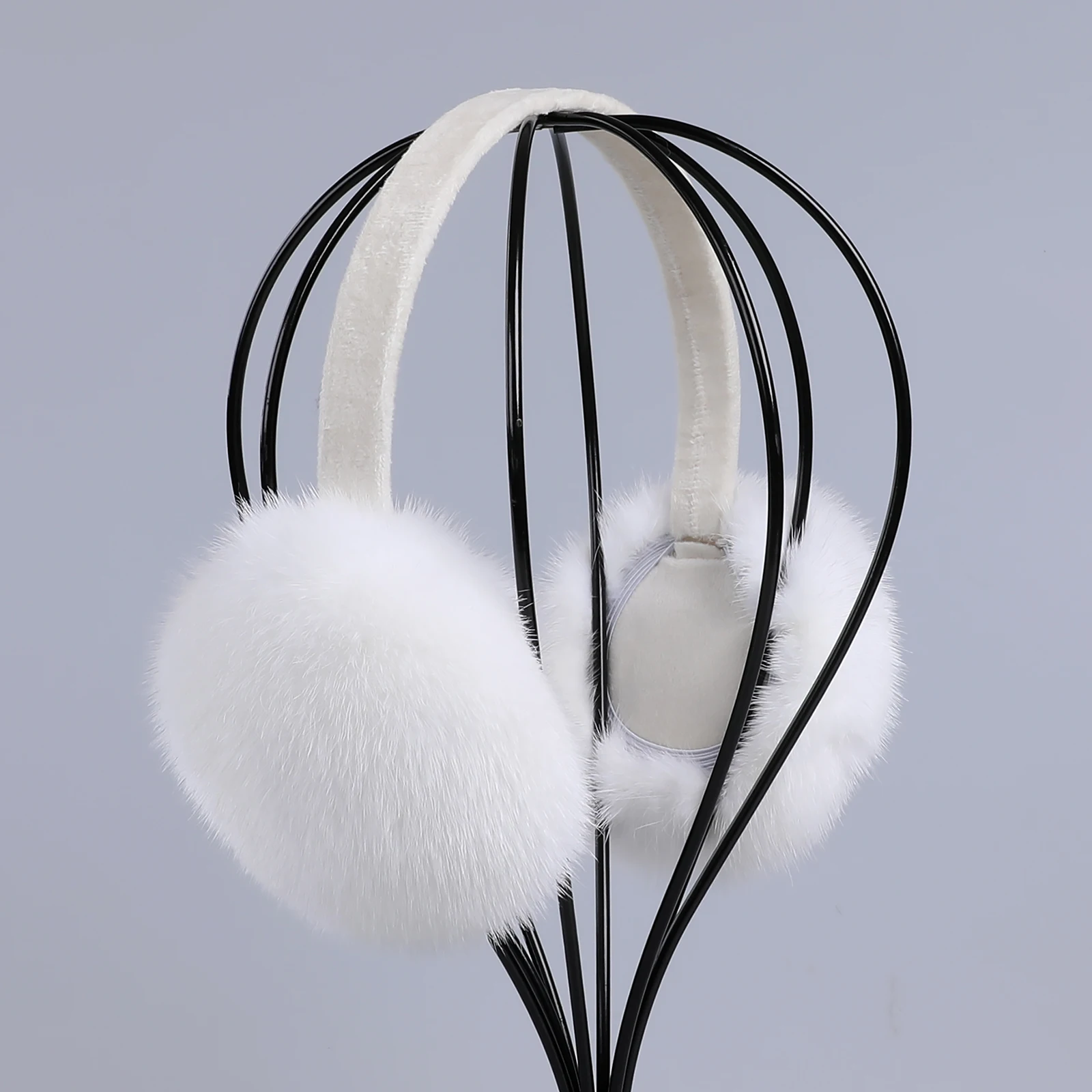 Luxury Winter Fashion Unisex Genuine Mink Fur Earmuffs With Velvet Band Mens Womens Foldable Ear Warmer Real Fur Ear Muff