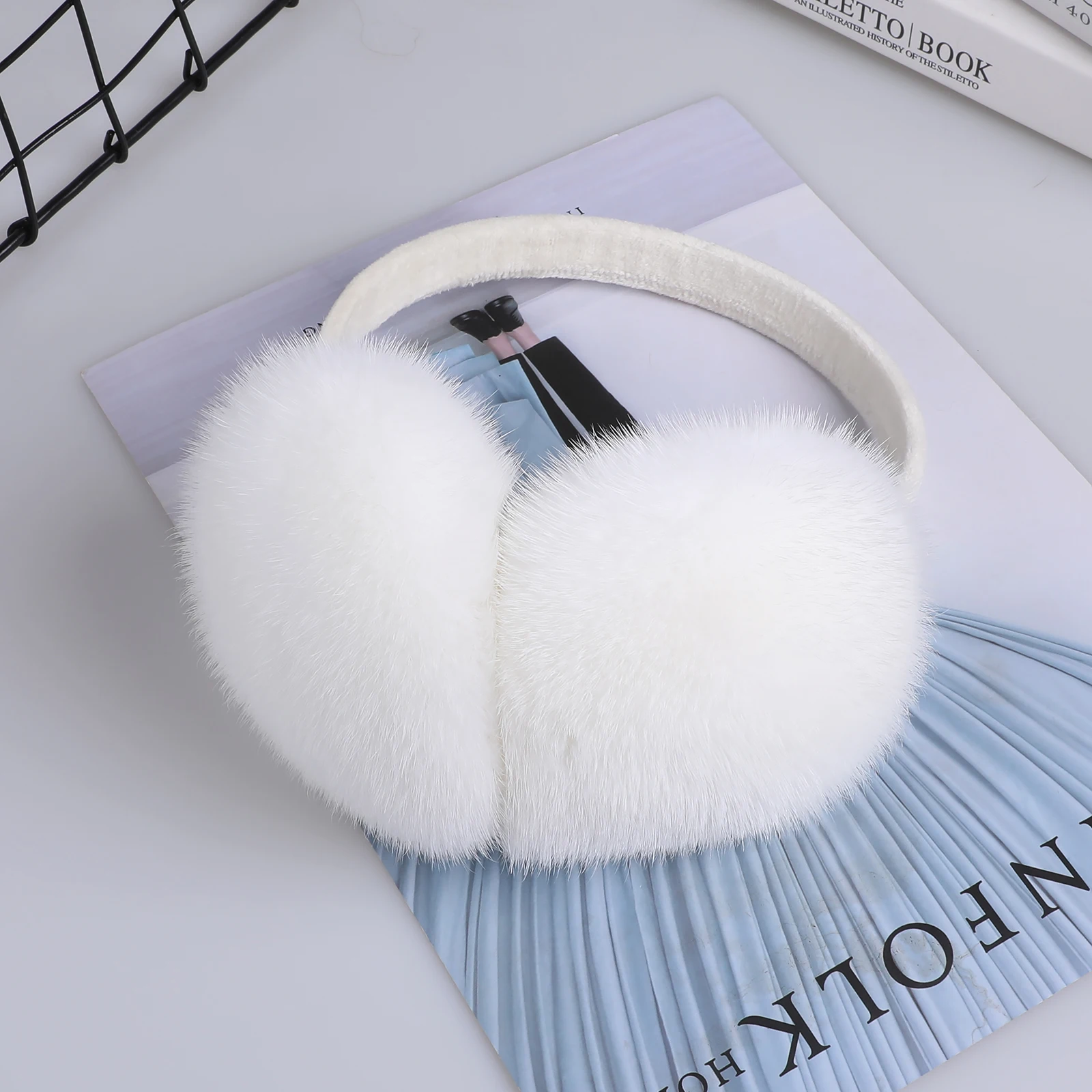 Luxury Winter Fashion Unisex Genuine Mink Fur Earmuffs With Velvet Band Mens Womens Foldable Ear Warmer Real Fur Ear Muff