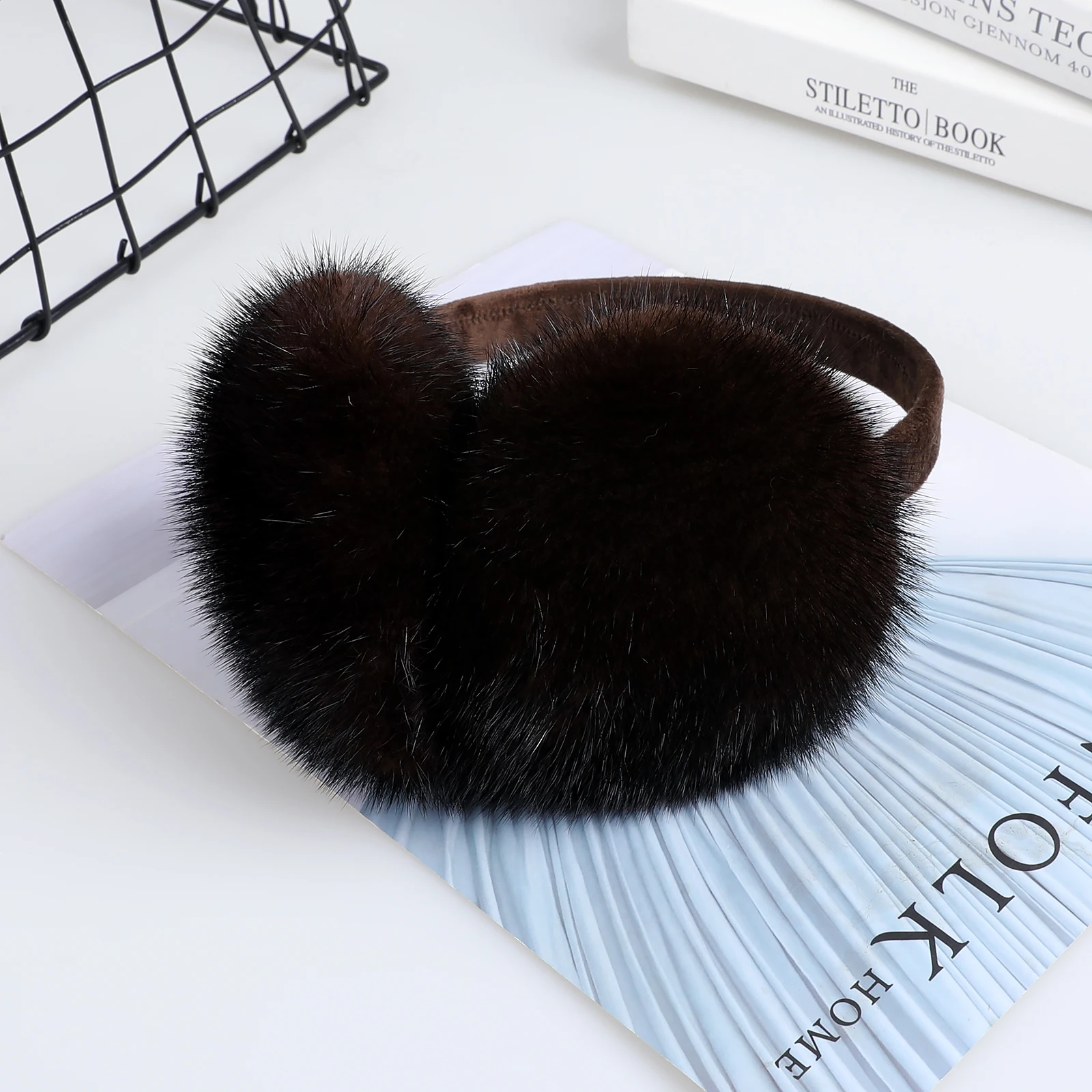 Luxury Winter Fashion Unisex Genuine Mink Fur Earmuffs With Velvet Band Mens Womens Foldable Ear Warmer Real Fur Ear Muff