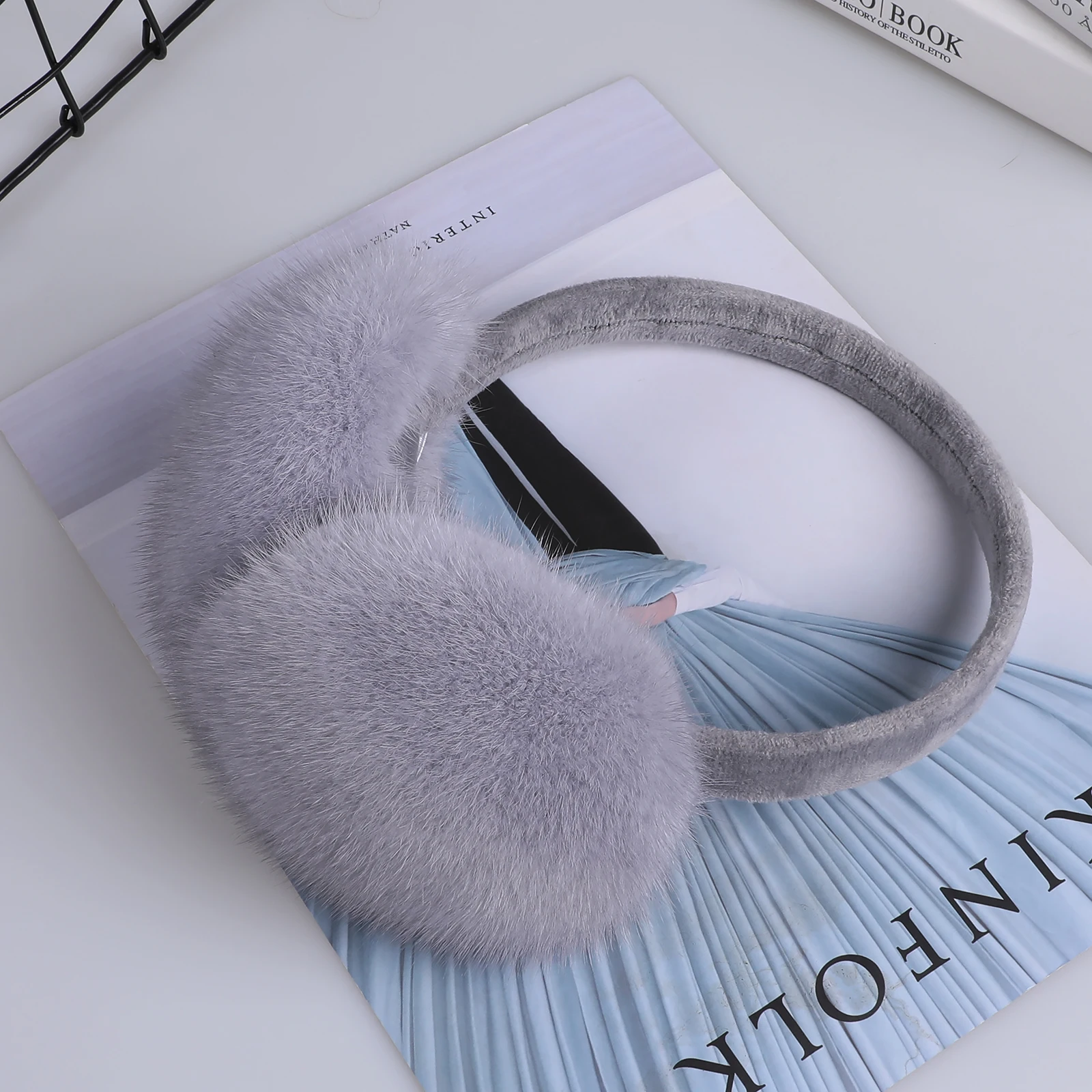 Luxury Winter Fashion Unisex Genuine Mink Fur Earmuffs With Velvet Band Mens Womens Foldable Ear Warmer Real Fur Ear Muff
