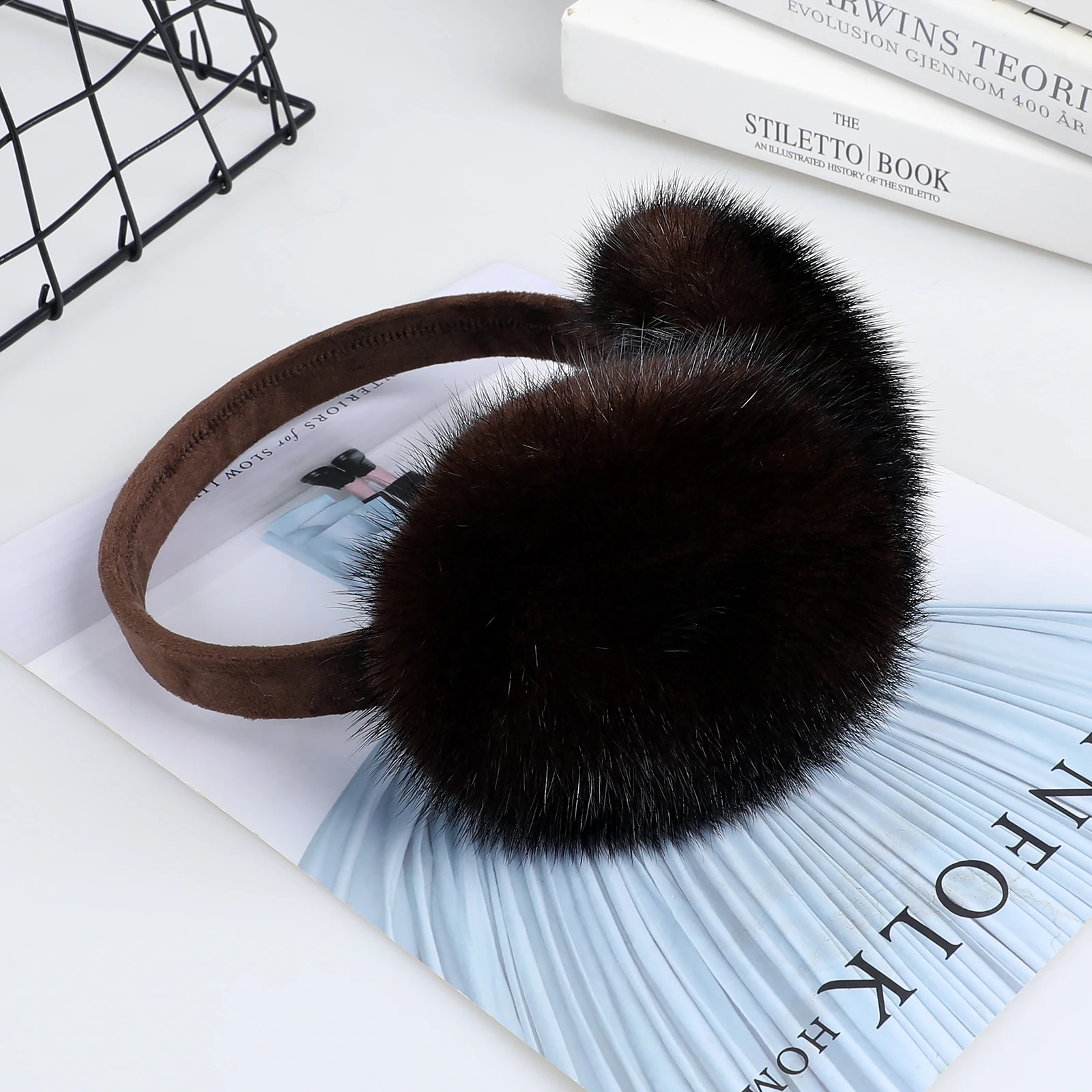 Luxury Winter Fashion Unisex Genuine Mink Fur Earmuffs With Velvet Band Mens Womens Foldable Ear Warmer Real Fur Ear Muff