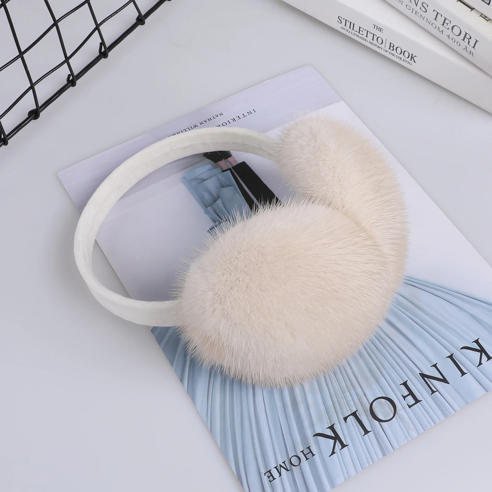Luxury Winter Fashion Unisex Genuine Mink Fur Earmuffs With Velvet Band Mens Womens Foldable Ear Warmer Real Fur Ear Muff
