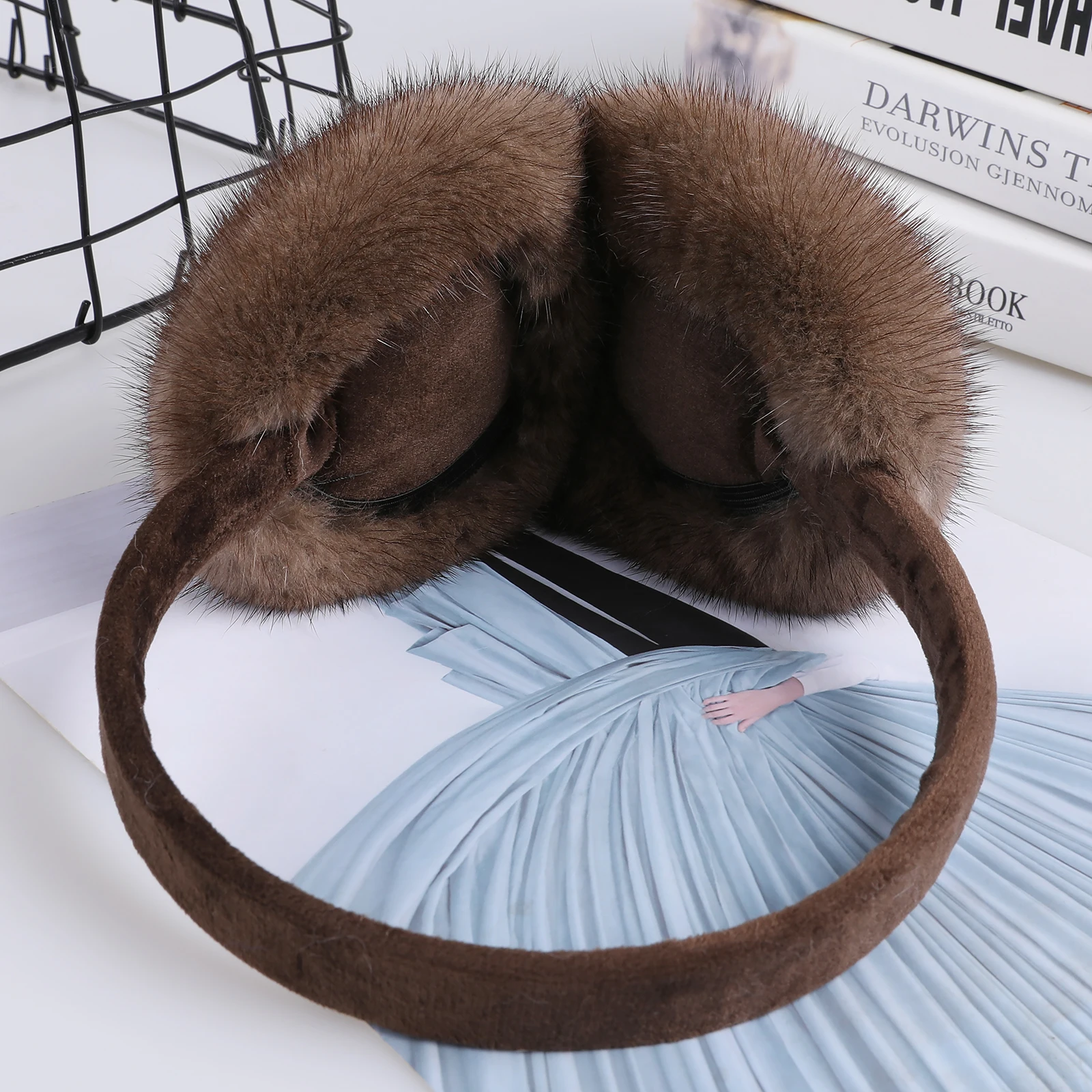Luxury Winter Fashion Unisex Genuine Mink Fur Earmuffs With Velvet Band Mens Womens Foldable Ear Warmer Real Fur Ear Muff
