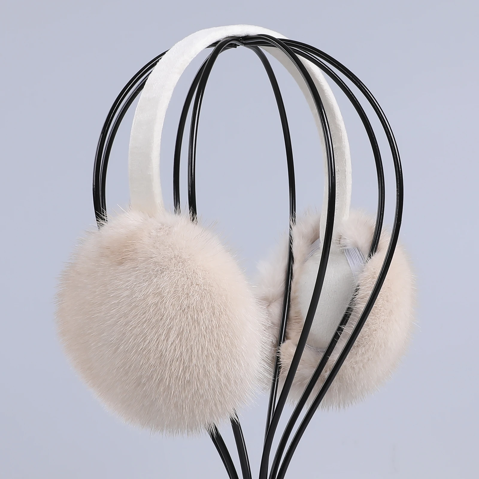 Luxury Winter Fashion Unisex Genuine Mink Fur Earmuffs With Velvet Band Mens Womens Foldable Ear Warmer Real Fur Ear Muff