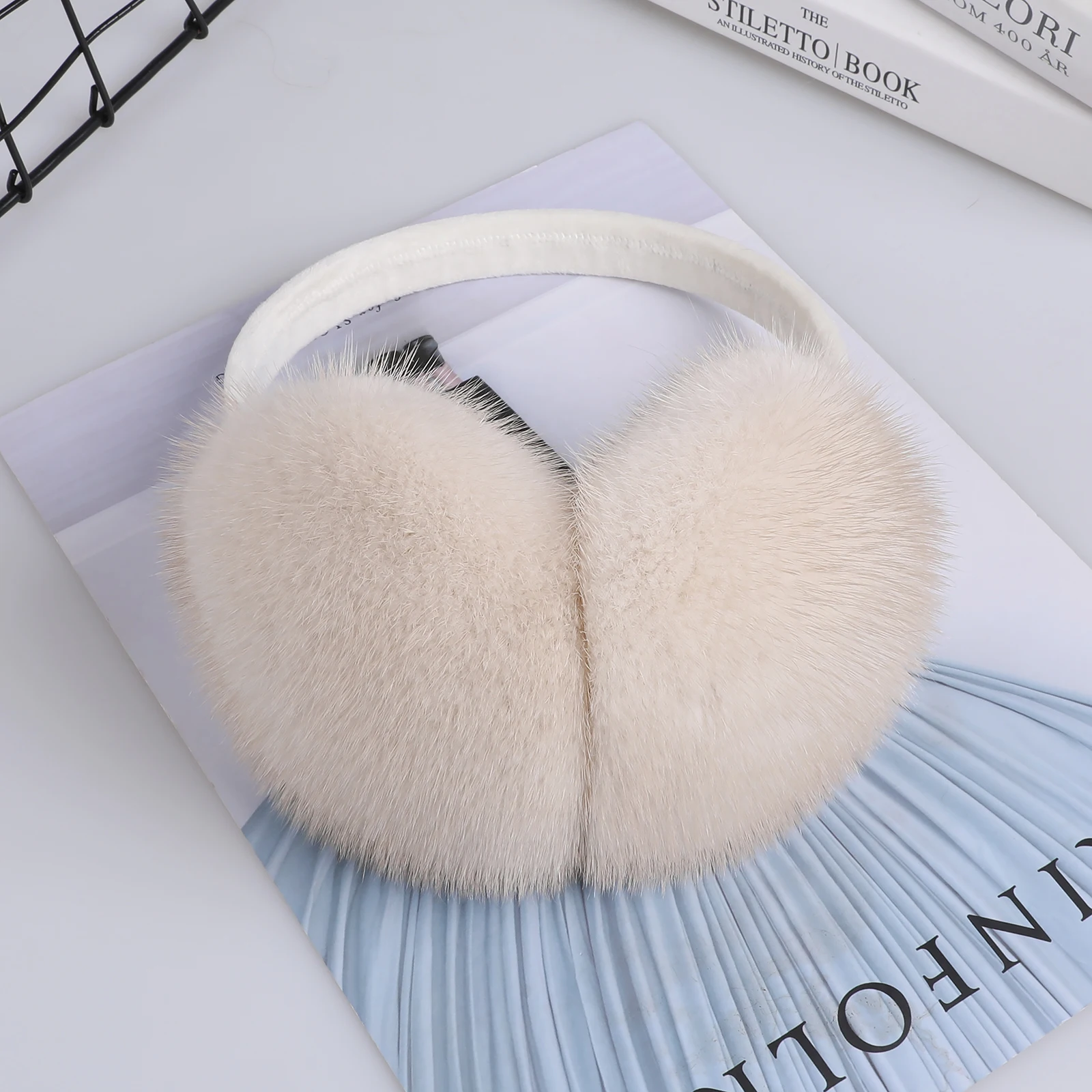 Luxury Winter Fashion Unisex Genuine Mink Fur Earmuffs With Velvet Band Mens Womens Foldable Ear Warmer Real Fur Ear Muff