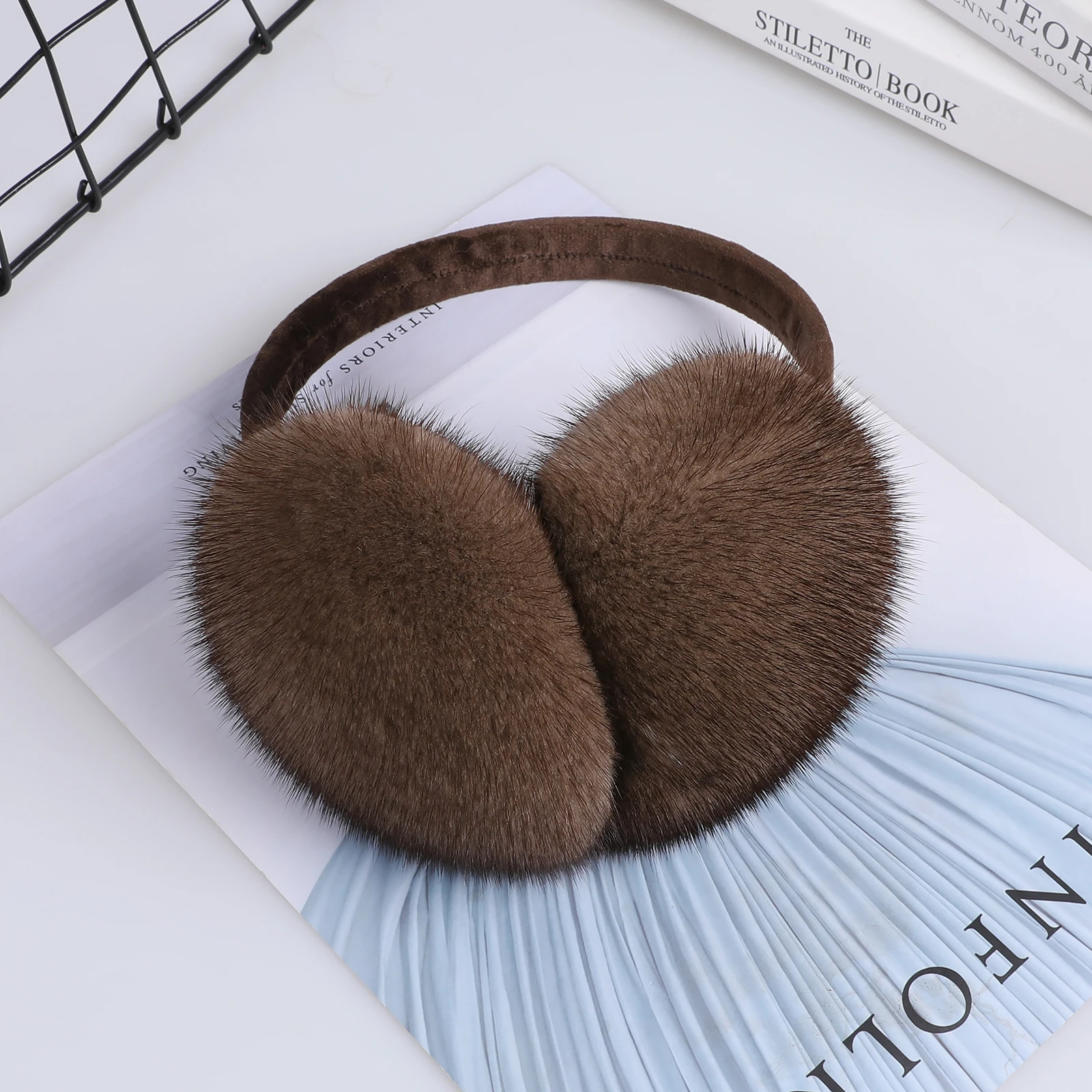 Luxury Winter Fashion Unisex Genuine Mink Fur Earmuffs With Velvet Band Mens Womens Foldable Ear Warmer Real Fur Ear Muff