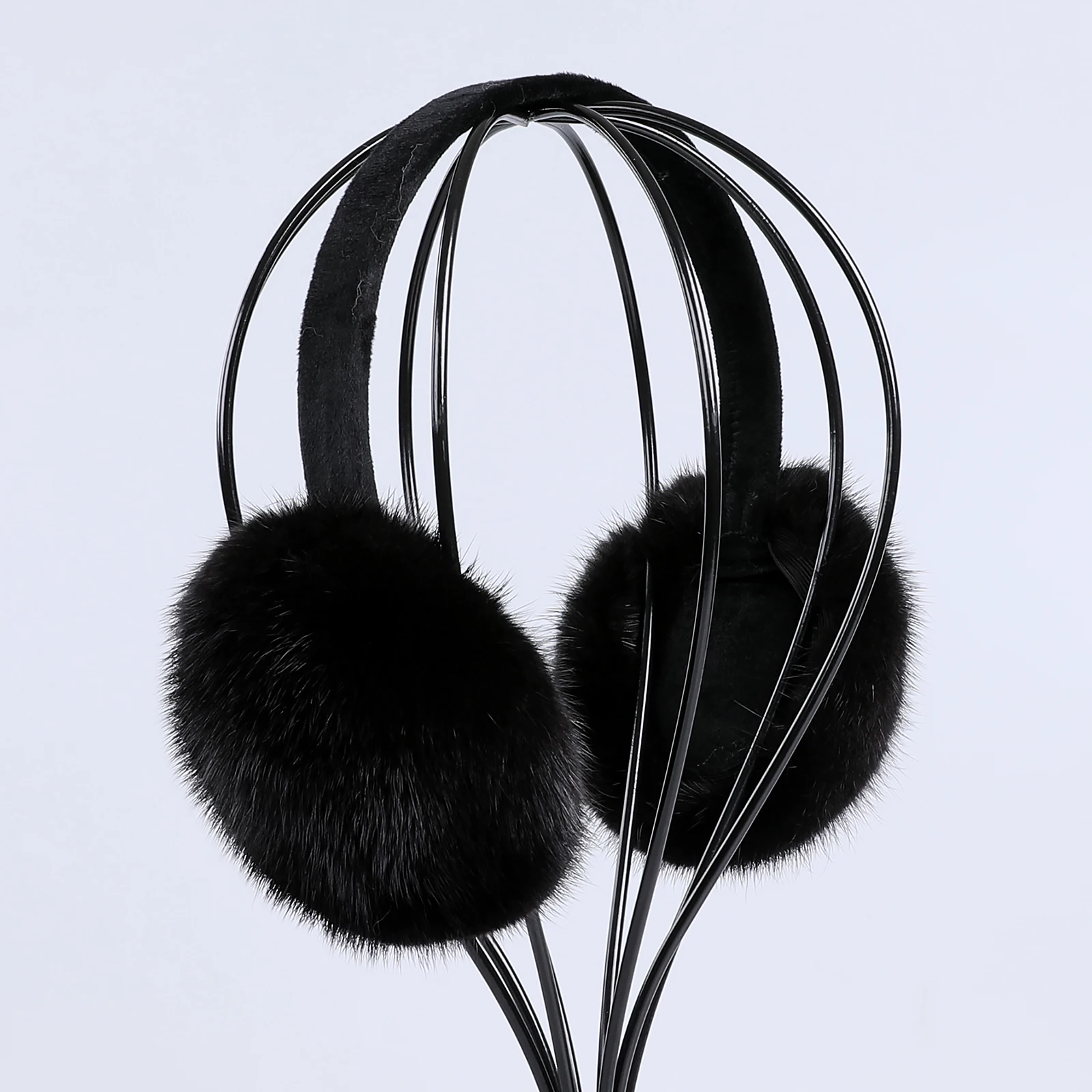 Luxury Winter Fashion Unisex Genuine Mink Fur Earmuffs With Velvet Band Mens Womens Foldable Ear Warmer Real Fur Ear Muff