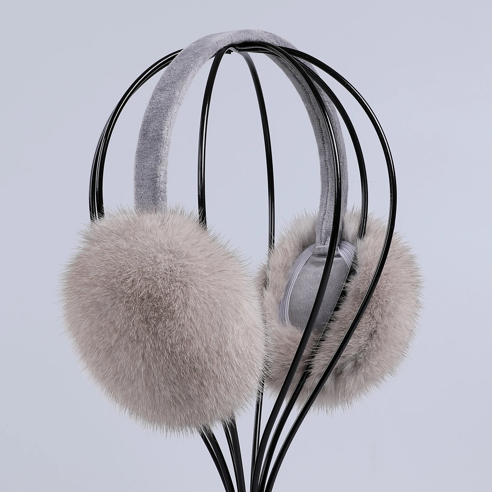 Luxury Winter Fashion Unisex Genuine Mink Fur Earmuffs With Velvet Band Mens Womens Foldable Ear Warmer Real Fur Ear Muff