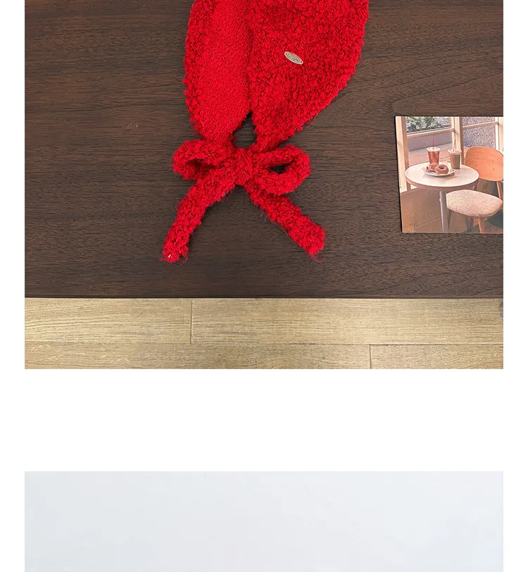 Korean Minimalist Solid Color Knitted Earmuffs Women Plush Strap Ear Warmers Stylish Photo Prop Winter Cold‑proof Ear Covers