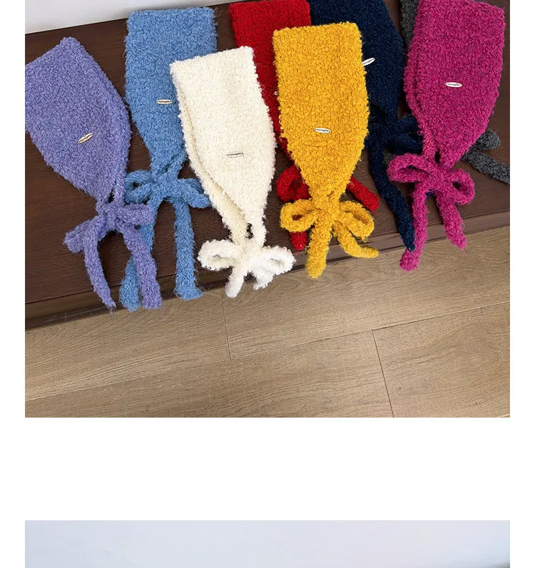 Korean Minimalist Solid Color Knitted Earmuffs Women Plush Strap Ear Warmers Stylish Photo Prop Winter Cold‑proof Ear Covers
