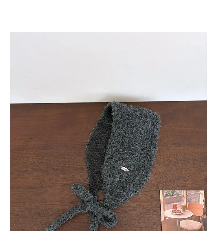 Korean Minimalist Solid Color Knitted Earmuffs Women Plush Strap Ear Warmers Stylish Photo Prop Winter Cold‑proof Ear Covers