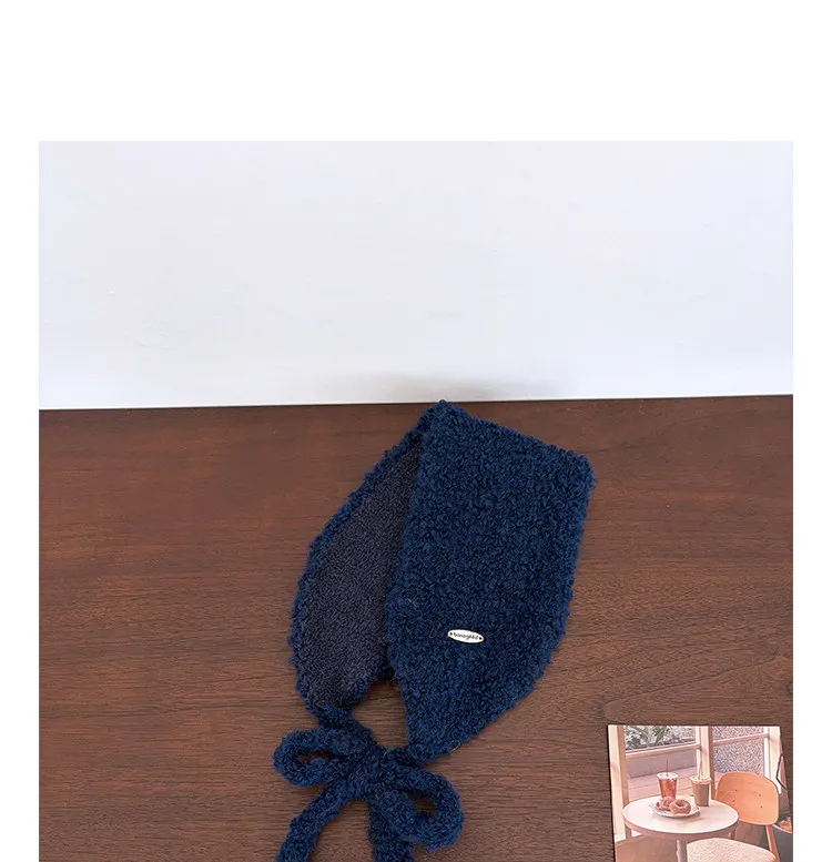 Korean Minimalist Solid Color Knitted Earmuffs Women Plush Strap Ear Warmers Stylish Photo Prop Winter Cold‑proof Ear Covers