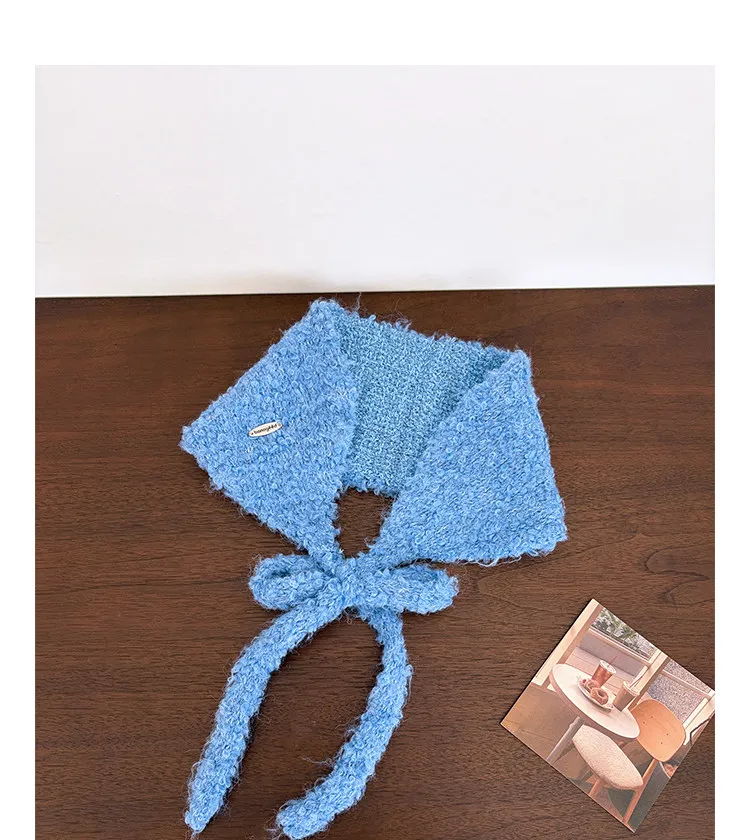 Korean Minimalist Solid Color Knitted Earmuffs Women Plush Strap Ear Warmers Stylish Photo Prop Winter Cold‑proof Ear Covers